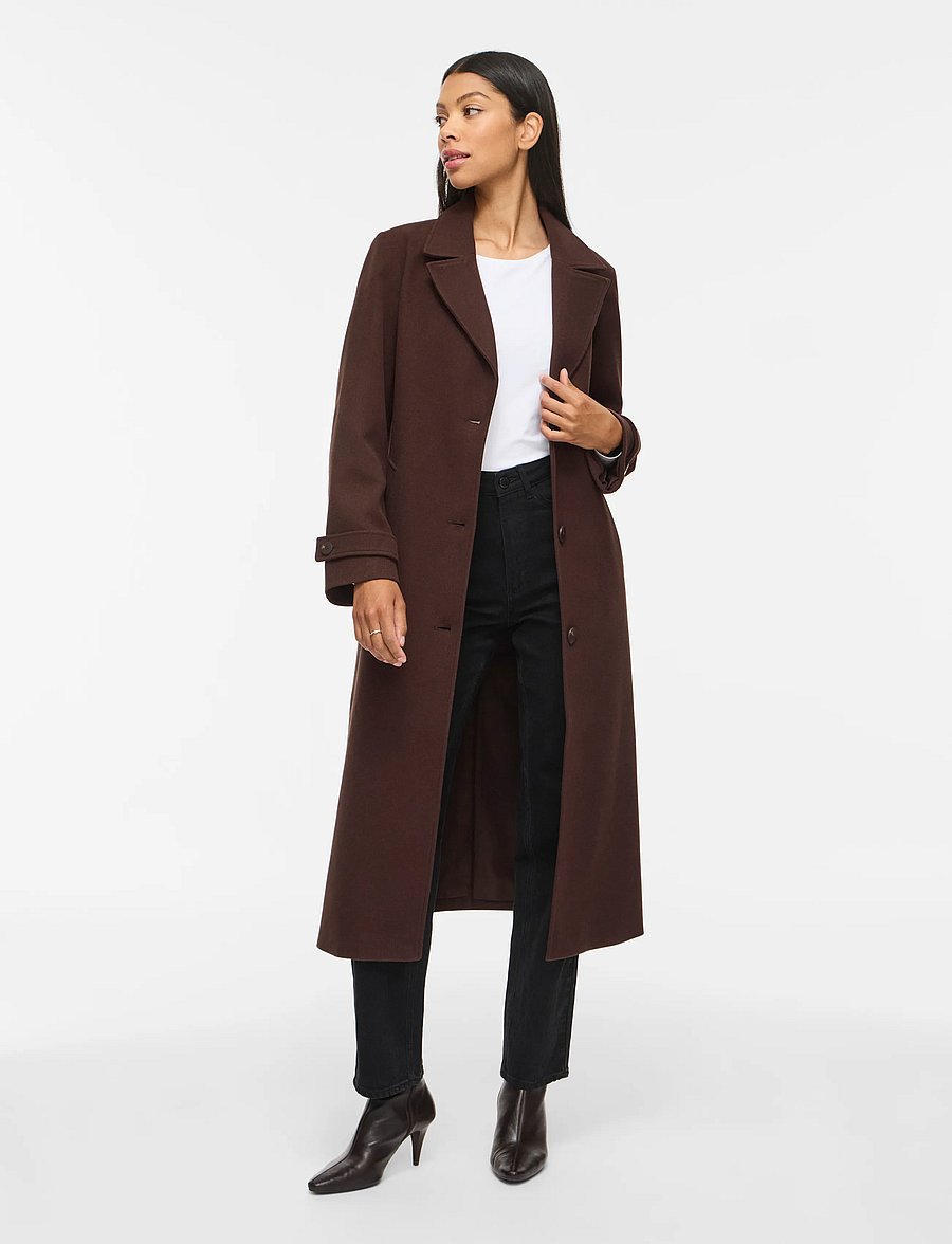 Vila - VIFEMKE L/S BUTTON LONG COAT - NOOS - coffee bean - 0