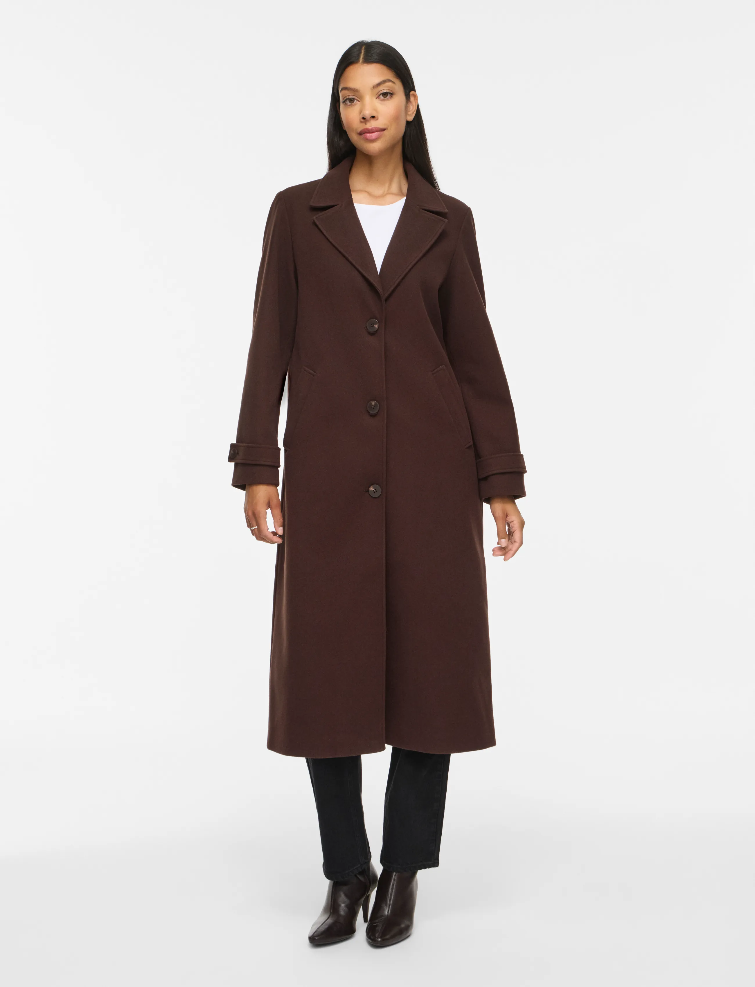 Vila - VIFEMKE L/S BUTTON LONG COAT - NOOS - coffee bean - 4