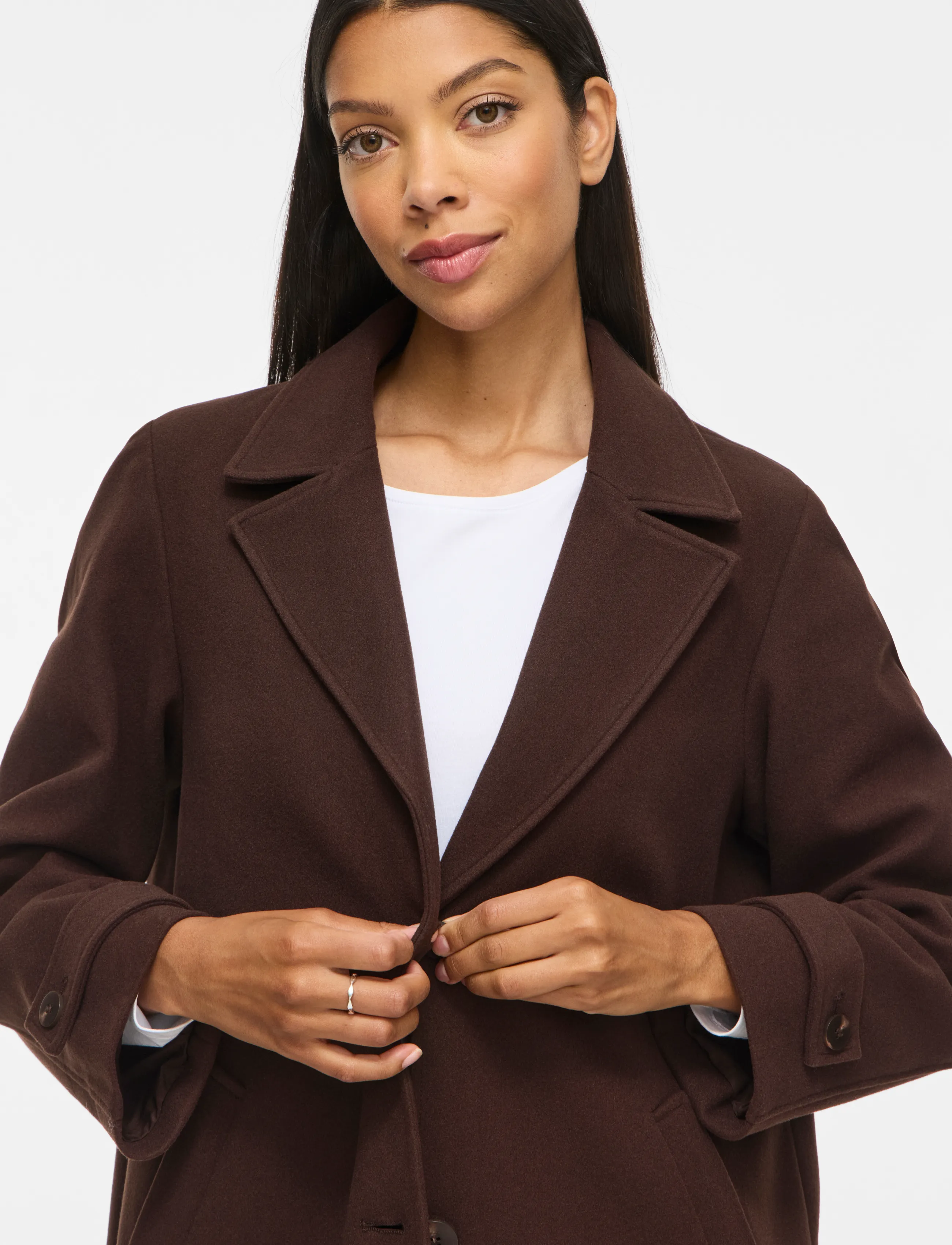 Vila - VIFEMKE L/S BUTTON LONG COAT - NOOS - coffee bean - 5