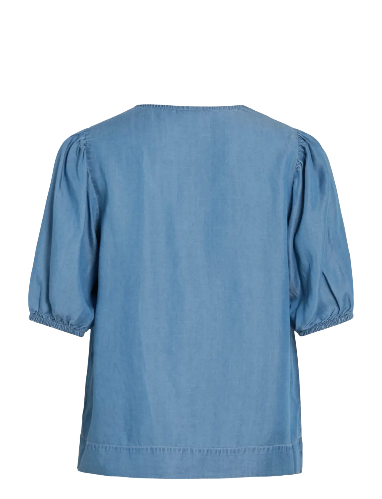 Vila - VITEA V-NECK 2/4 DENIM TOP - denim shirts - medium blue denim - 1