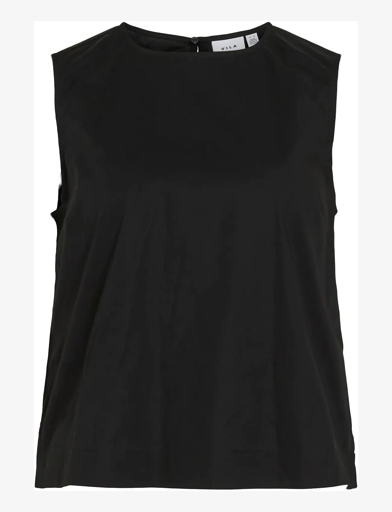 Vila - VIVALENCIA O-NECK S/L SHORT TOP/2 - Ærmeløse bluser - black beauty - 1