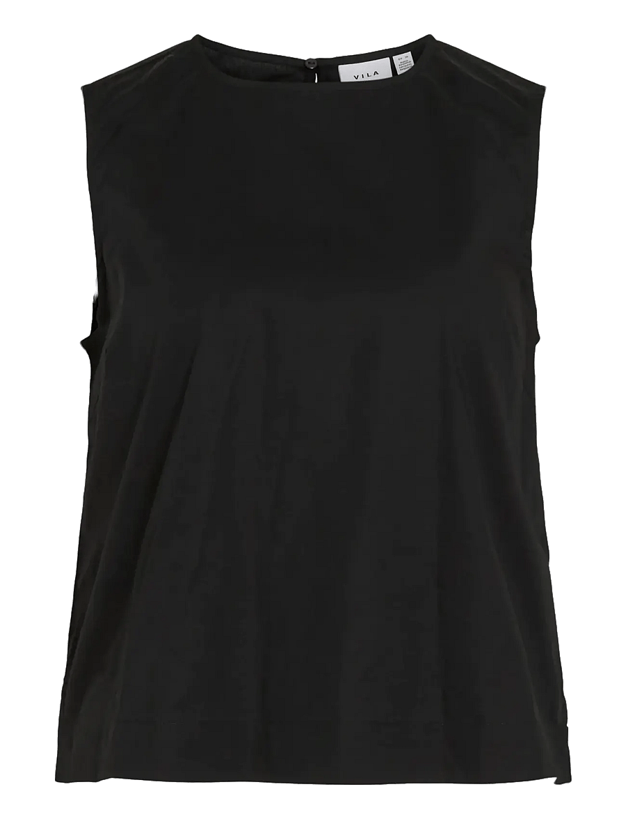 Vila - VIVALENCIA O-NECK S/L SHORT TOP/2 - Ärmellose blusen - black beauty - 1