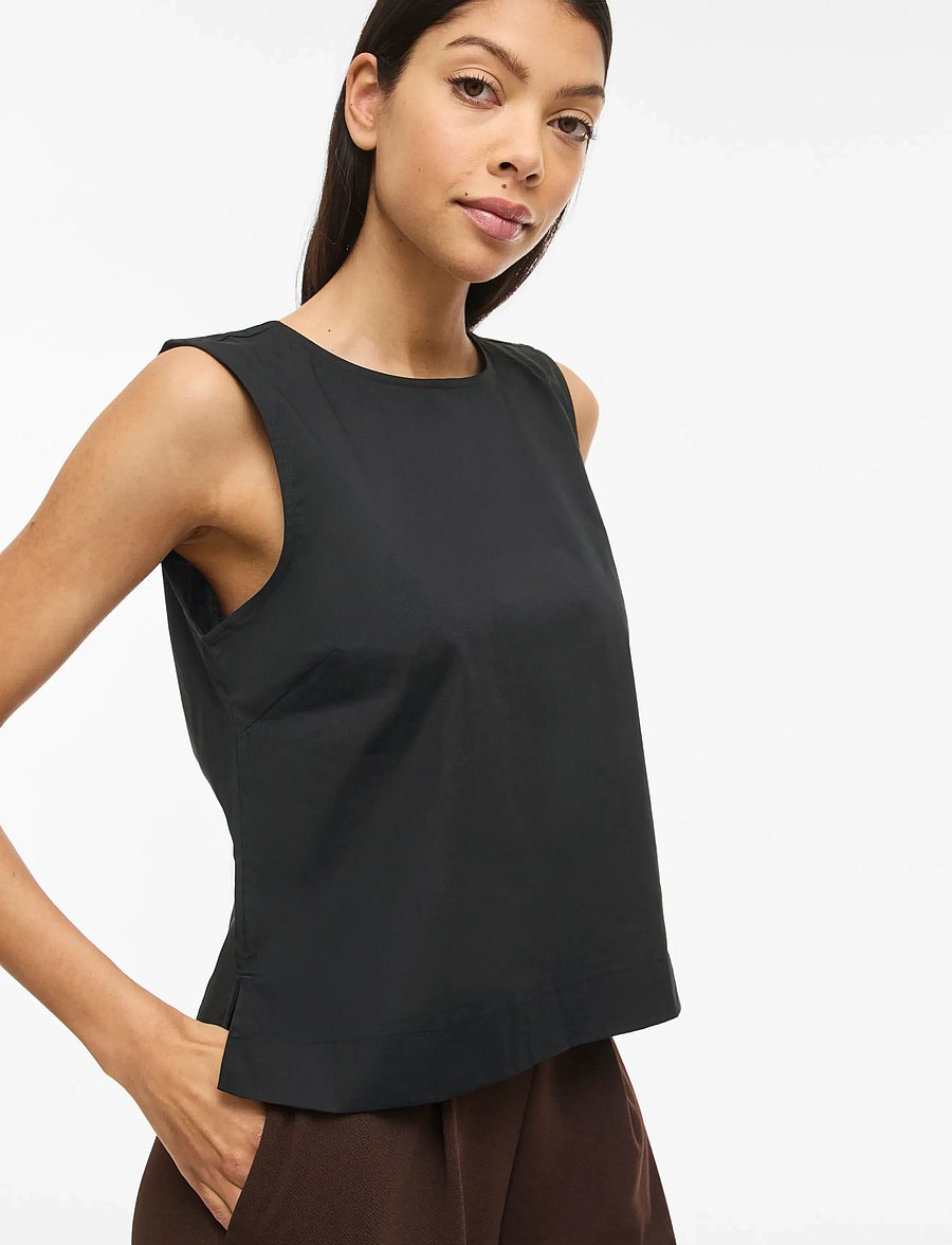 Vila - VIVALENCIA O-NECK S/L SHORT TOP/2 - Ärmellose blusen - black beauty - 5