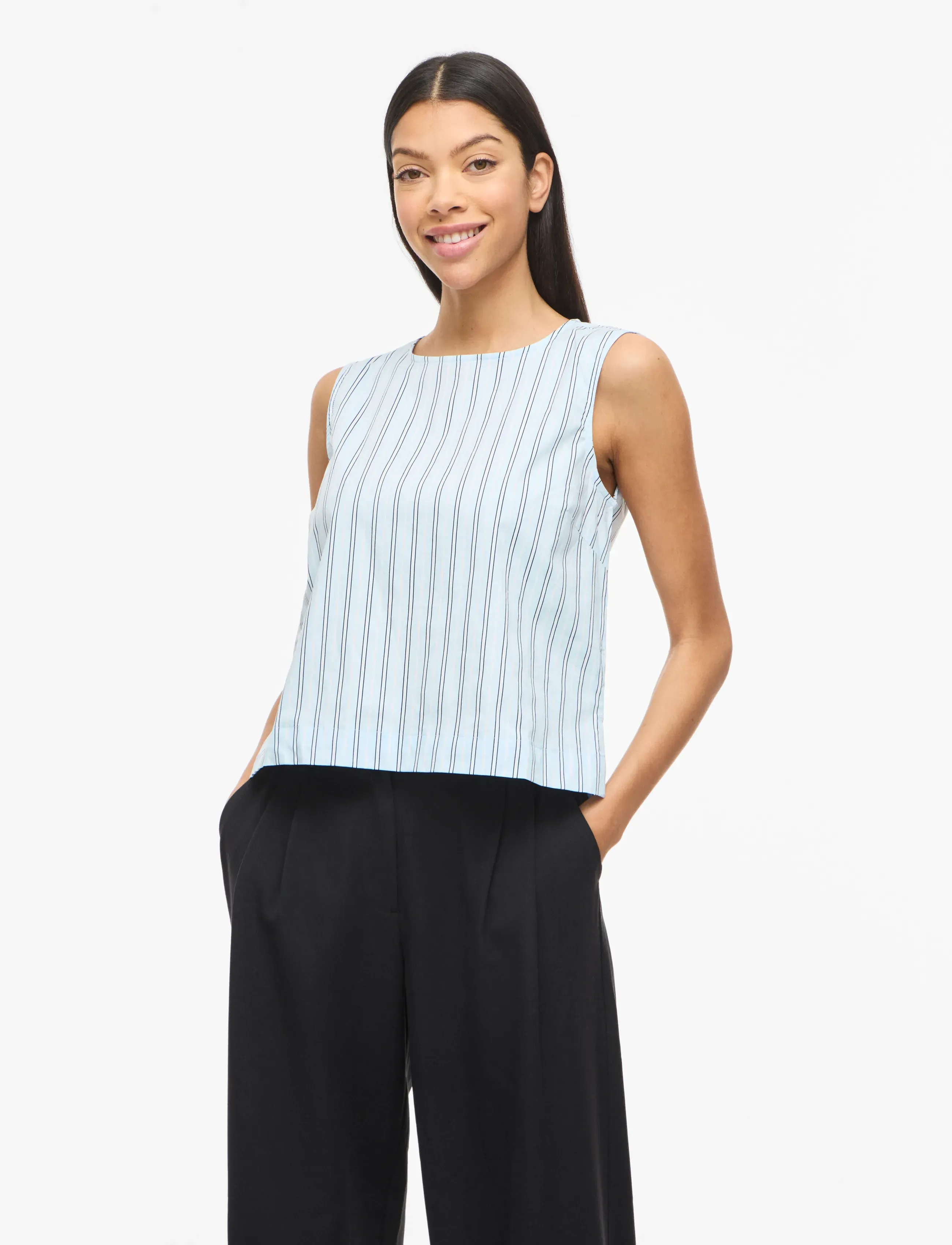 Vila VIVALENCIA O-NECK S/L SHORT TOP/2 - Bluser - NANTUCKET BREEZE / blue