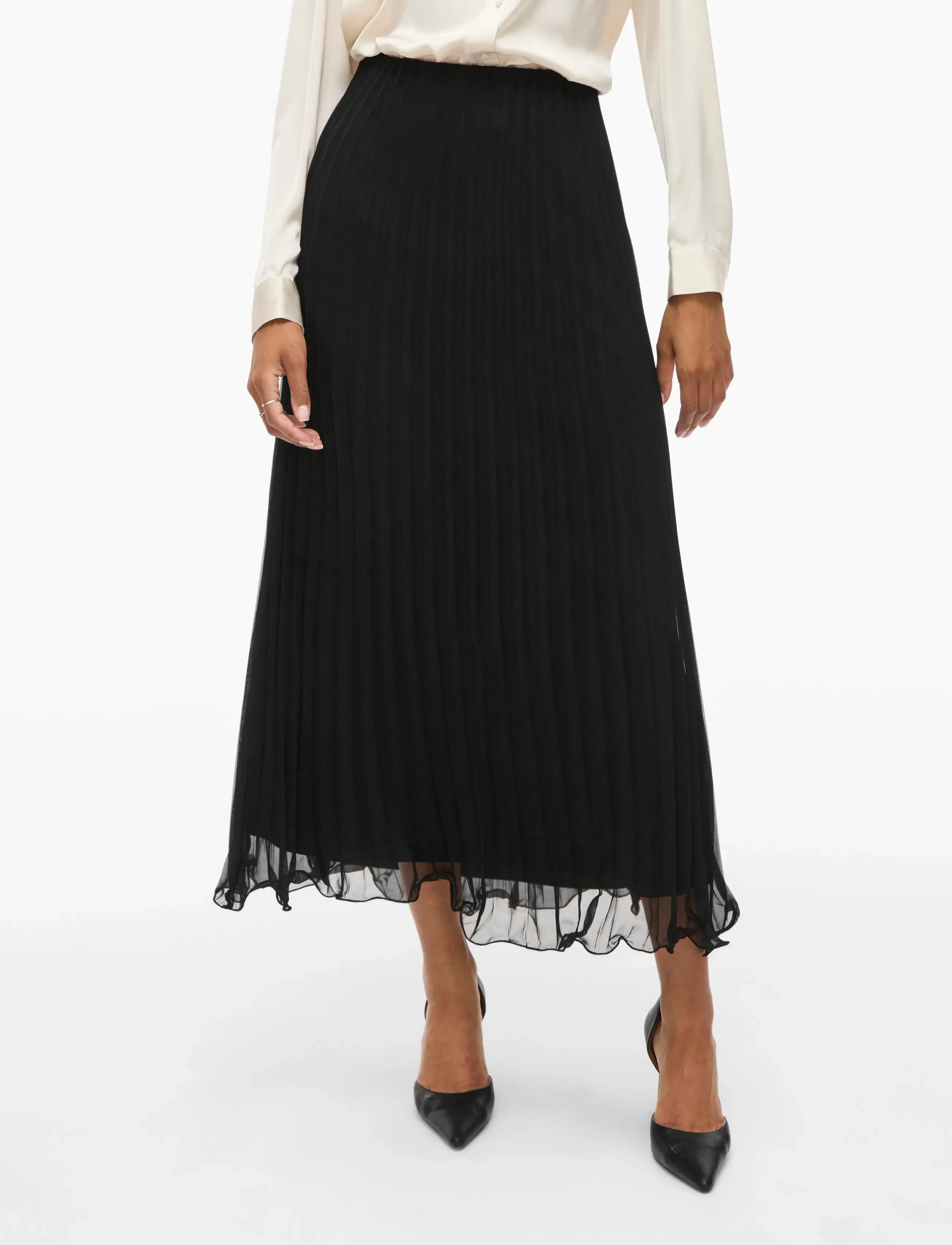 Vila VICALLA ANKLE SKIRT - NOOS - Pleated skirts - BLACK / black