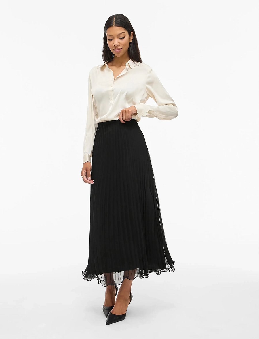 Vila - VICALLA ANKLE SKIRT - NOOS - pleated skirts - black - 5