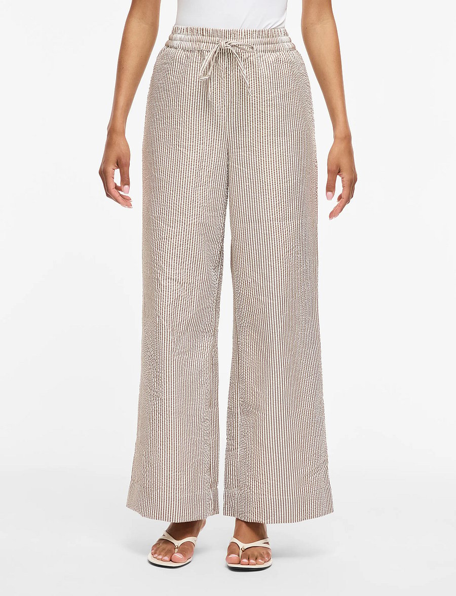 Vila - VIKALEA HW PANTS - leveälahkeiset housut - snow white - 0
