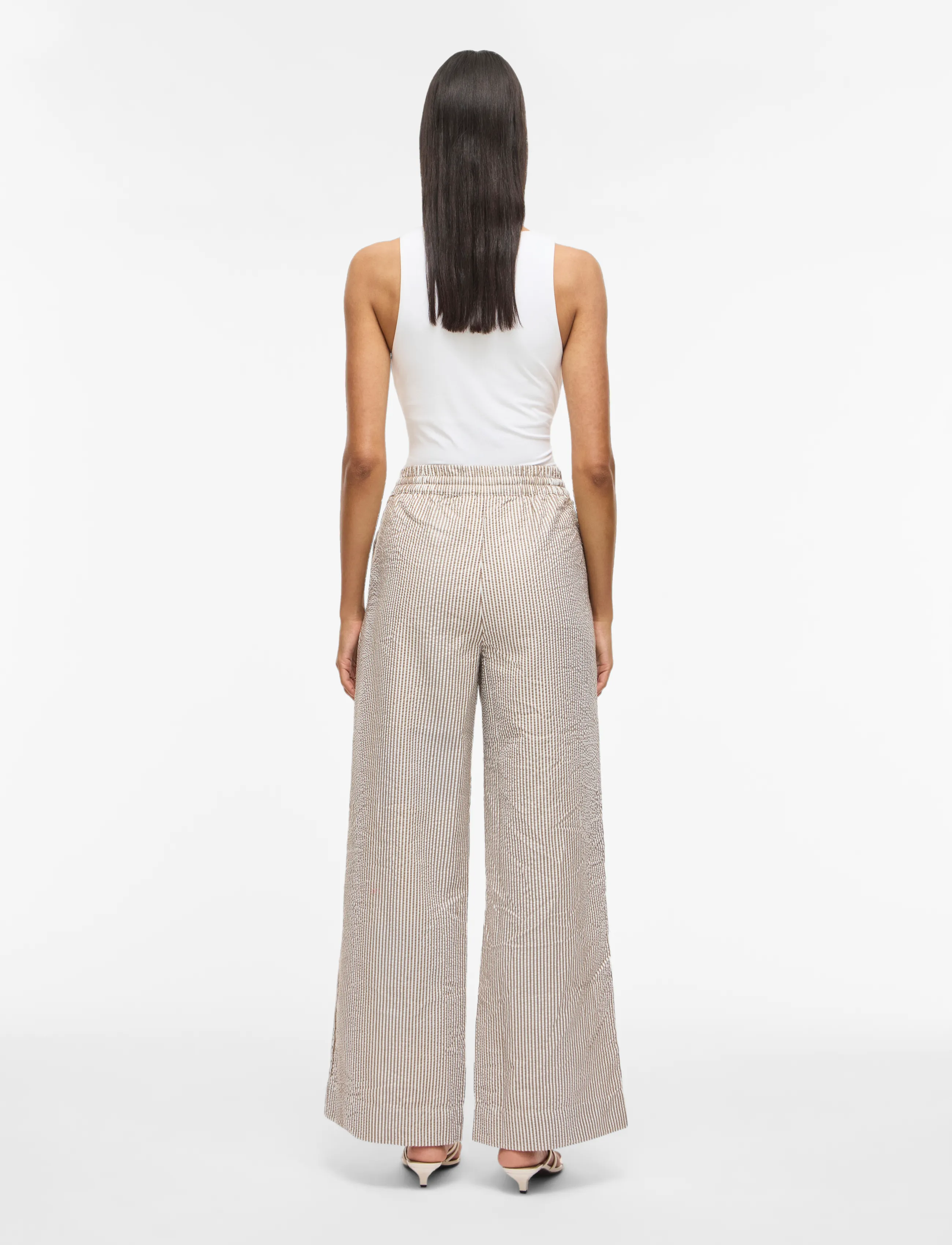 Vila - VIKALEA HW PANTS - leveälahkeiset housut - snow white - 3
