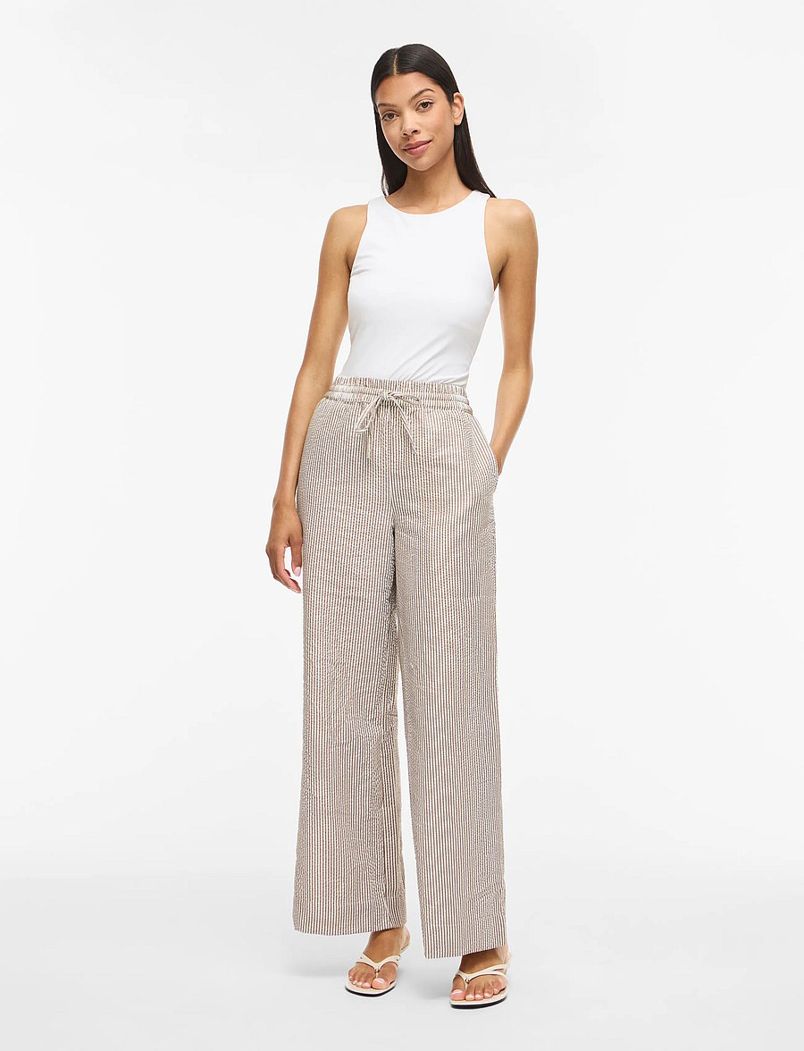 Vila - VIKALEA HW PANTS - leveälahkeiset housut - snow white - 4
