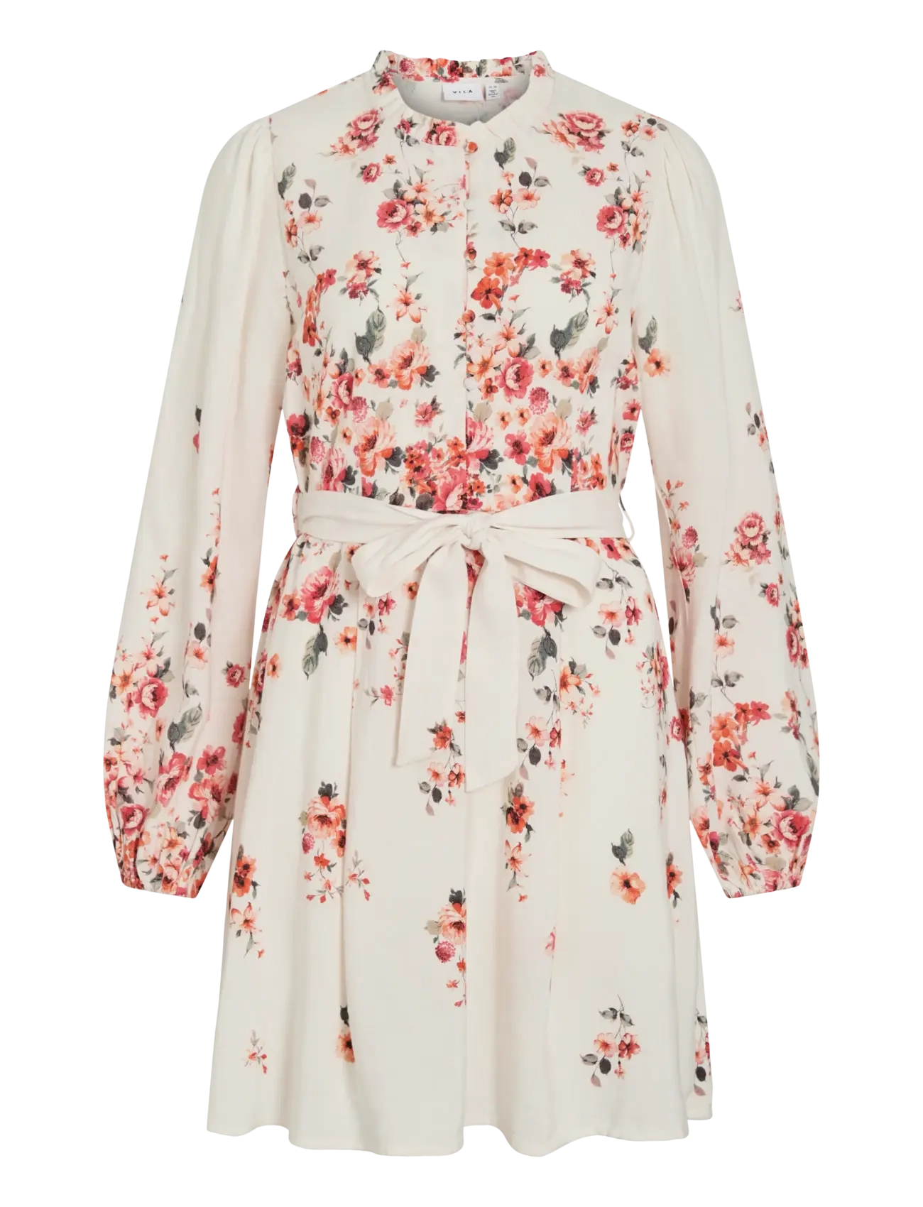 Vila Vielma Bai O-Neck L/S Short Dress/Ln/1, 42, Dresses, Creme - Dress, Frauen