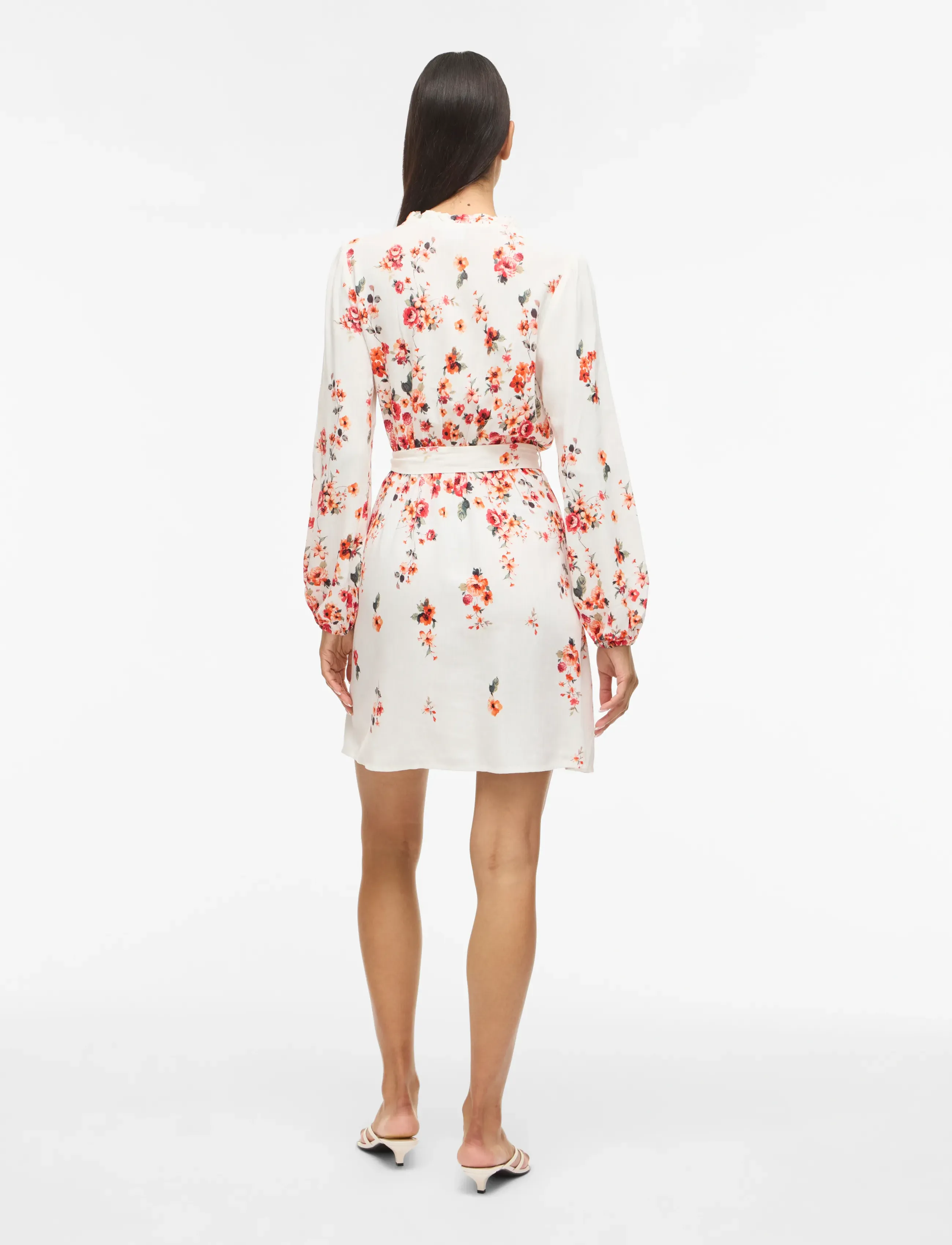 Vila - VIELMA BAI O-NECK L/S SHORT DRESS/LN/1 - robes chemises - cloud dancer - 2