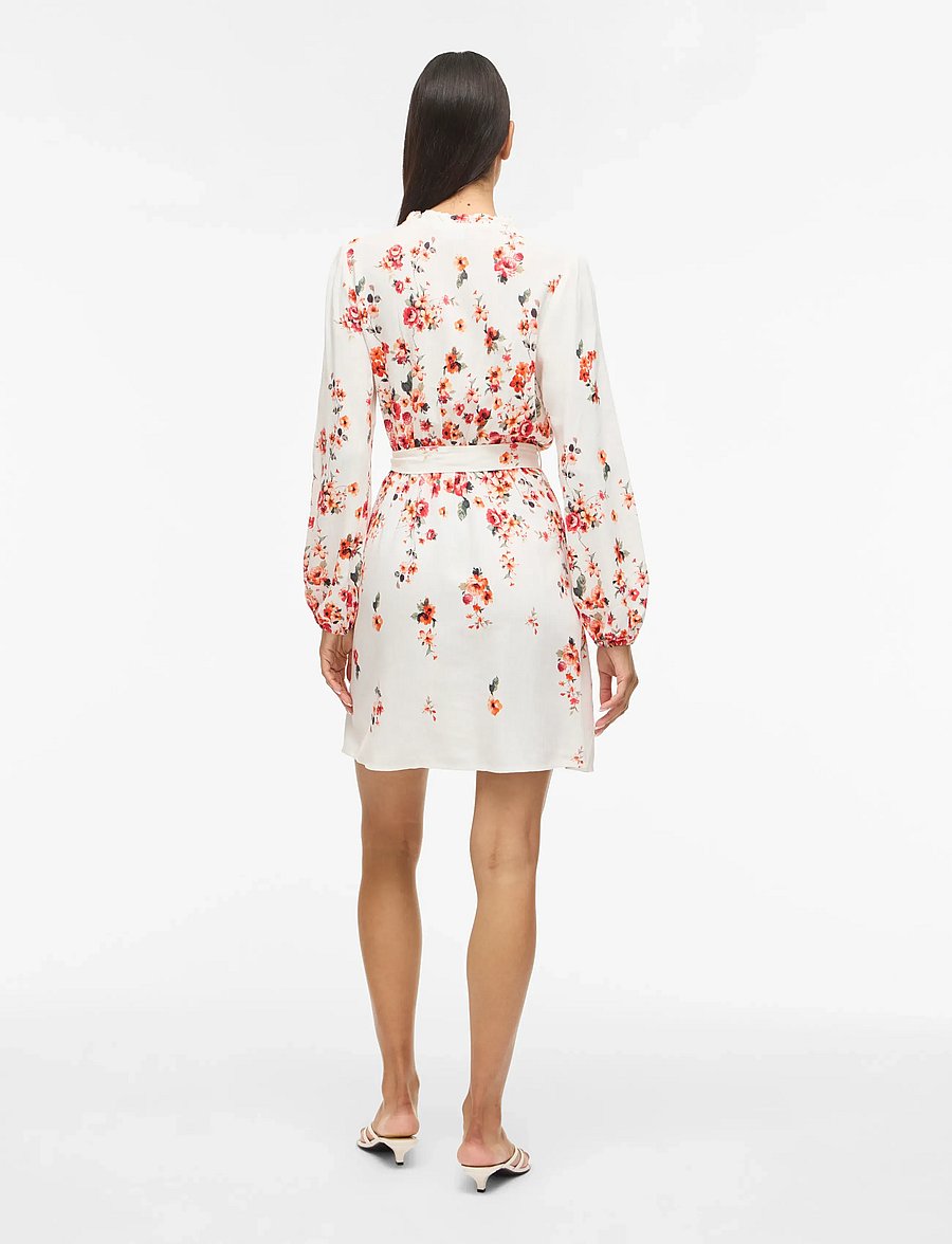 Vila - VIELMA BAI O-NECK L/S SHORT DRESS/LN/1 - robes chemises - cloud dancer - 2