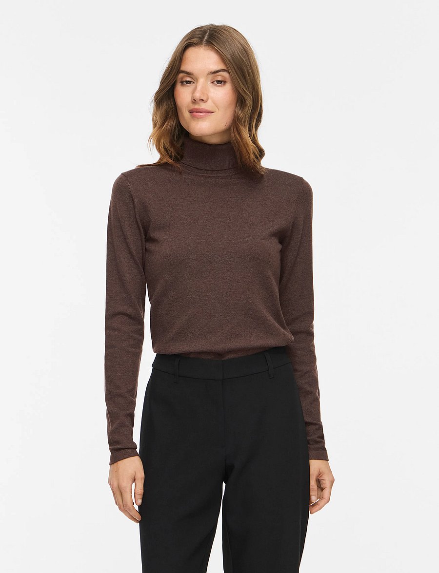 Vila - VIMALU ROLLNECK L/S KNIT TOP NOOS - coffee bean - 0