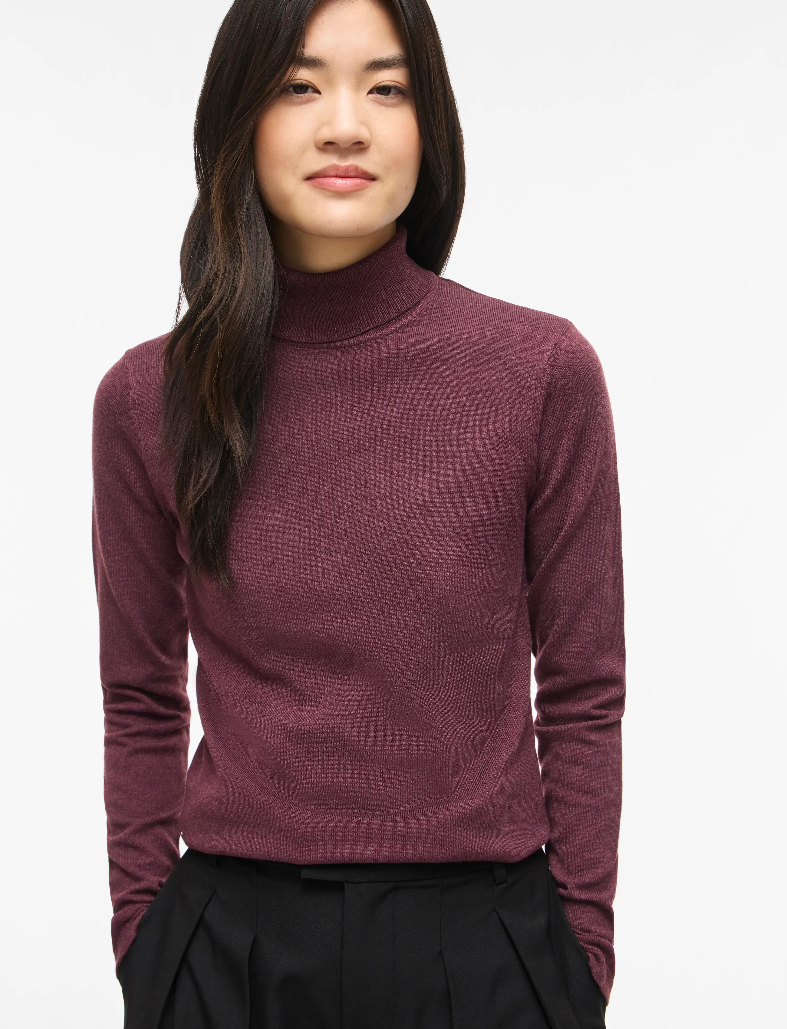 Vila VIMALU ROLLNECK L/S KNIT TOP NOOS - Fødselsdag - PORT ROYALE / burgundy