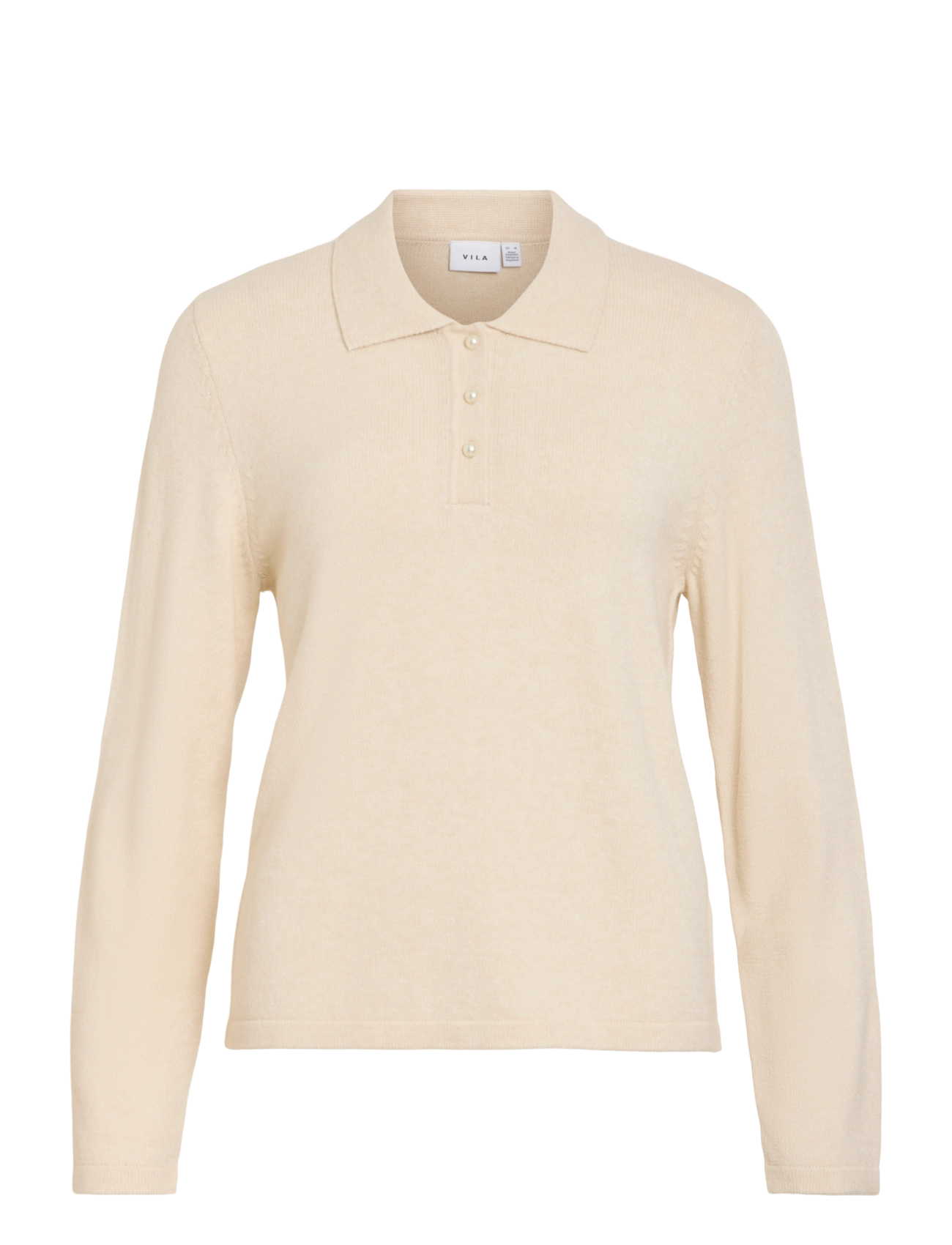 Vila VIRIL L/S POLO PULLOVER KNIT - NOOS - Vila - SUPER LIGHT NATURAL MELAN / cream
