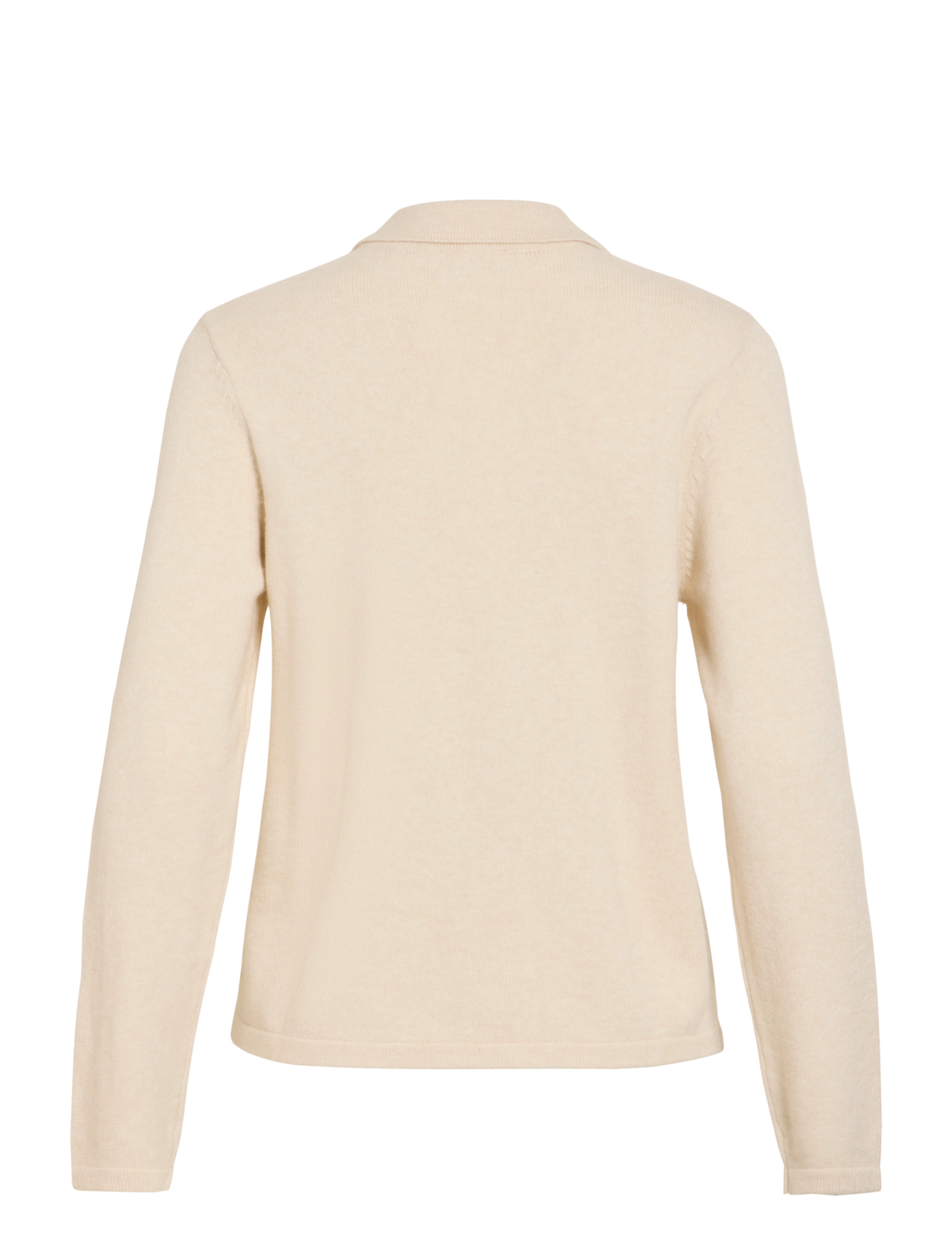 Vila - VIRIL L/S POLO PULLOVER KNIT - NOOS - super light natural melan - 2