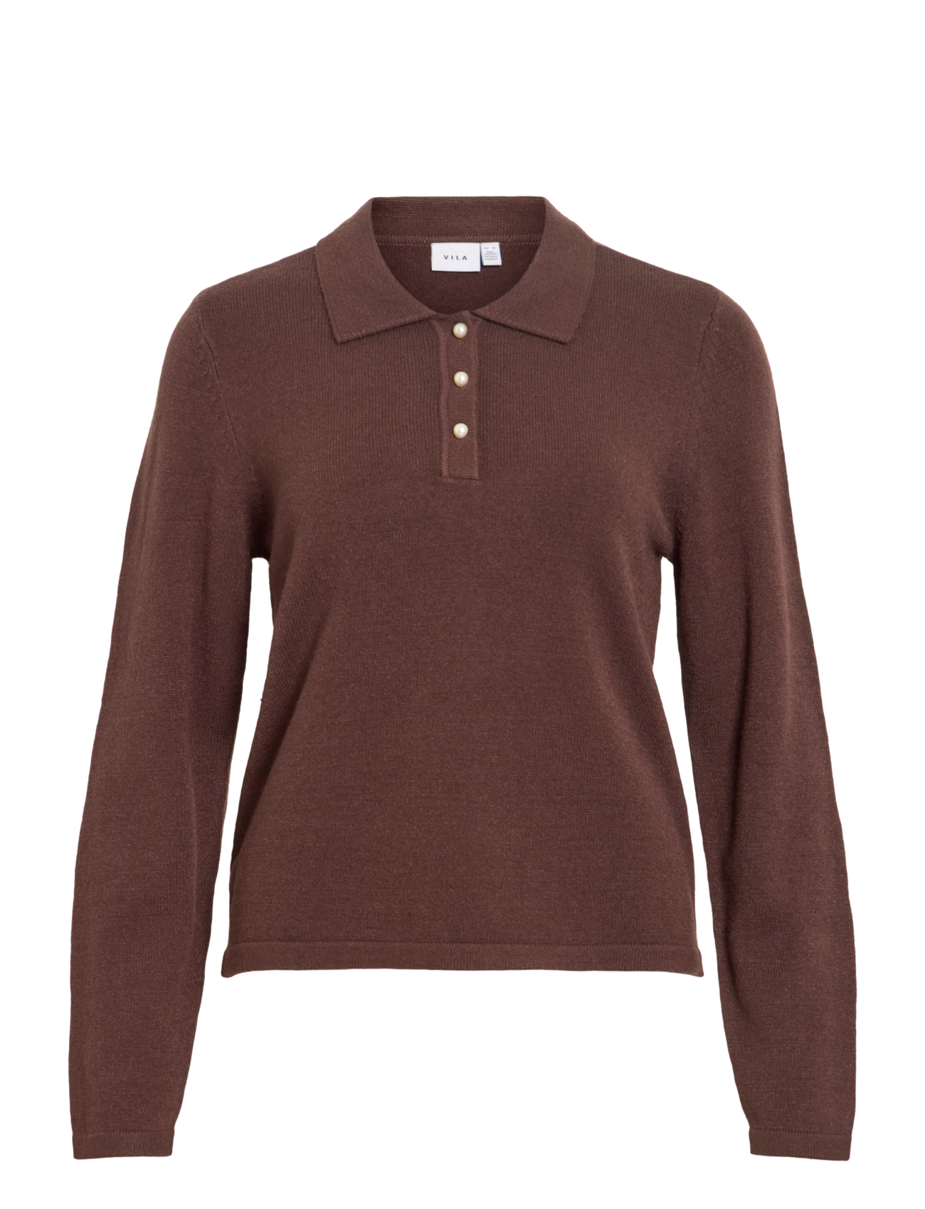 Vila VIRIL L/S POLO PULLOVER KNIT - NOOS - Vila - COFFEE BEAN / brown
