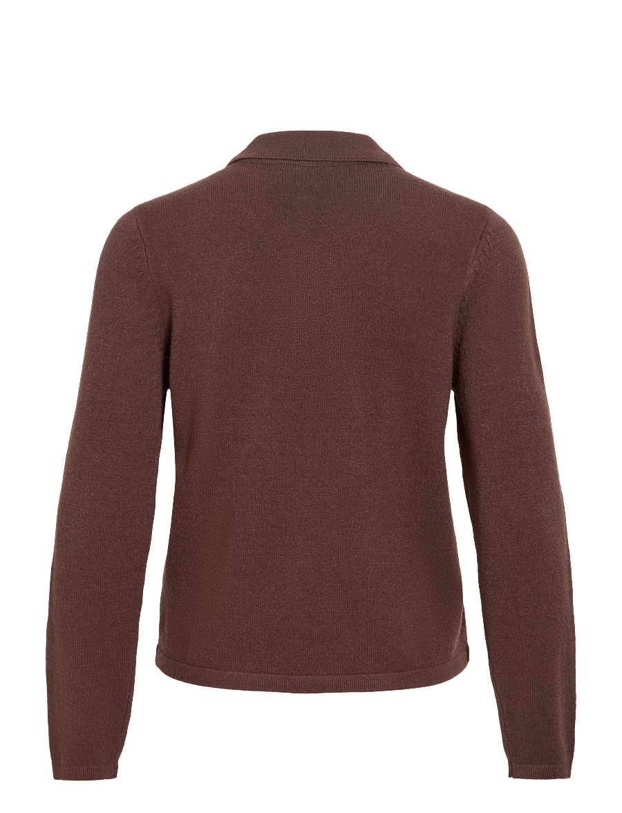Vila - VIRIL L/S POLO PULLOVER KNIT - NOOS - coffee bean - 2