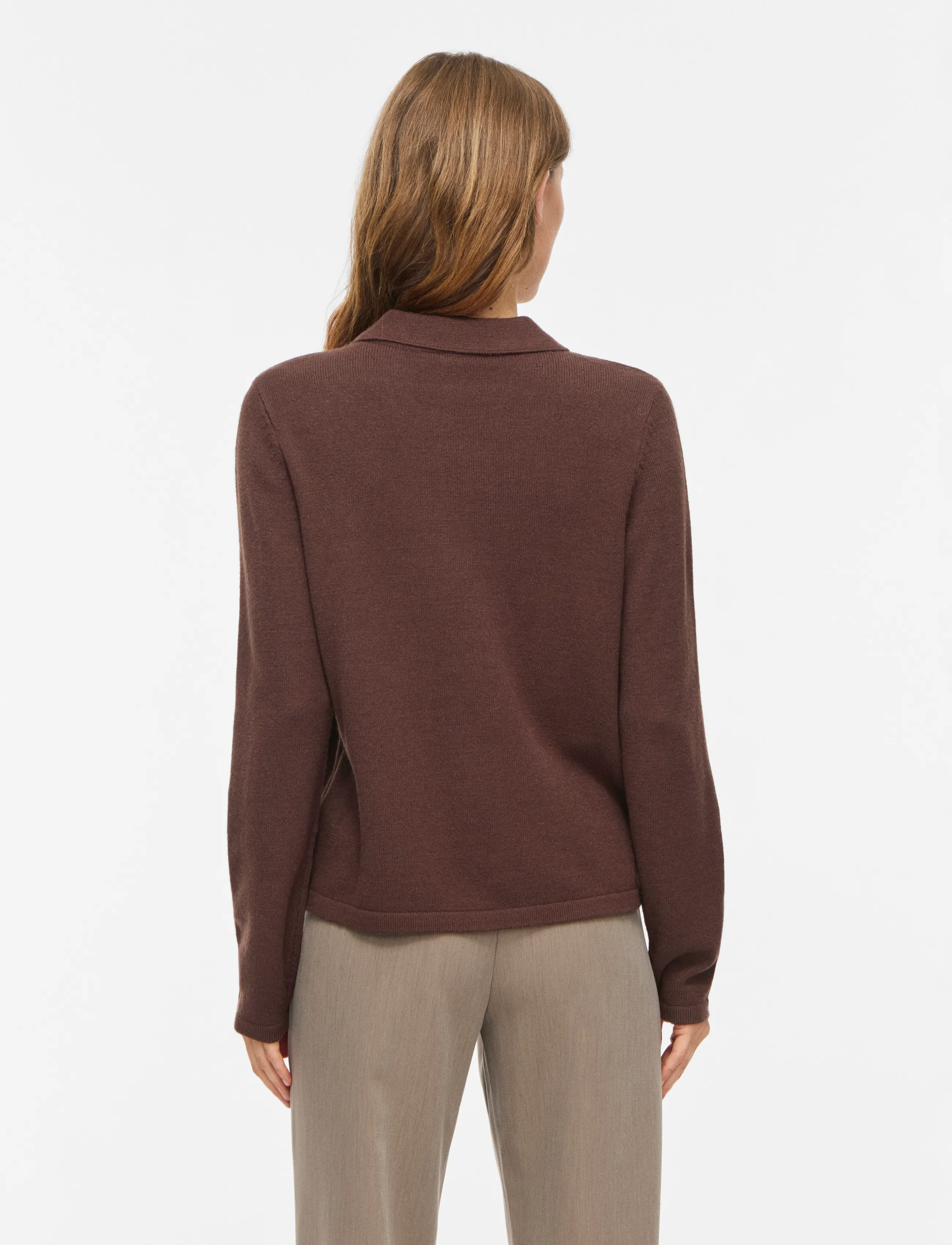 Vila - VIRIL L/S POLO PULLOVER KNIT - NOOS - coffee bean - 3