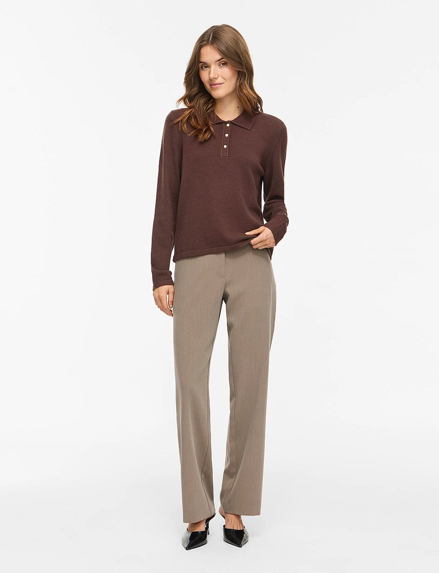 Vila - VIRIL L/S POLO PULLOVER KNIT - NOOS - coffee bean - 4