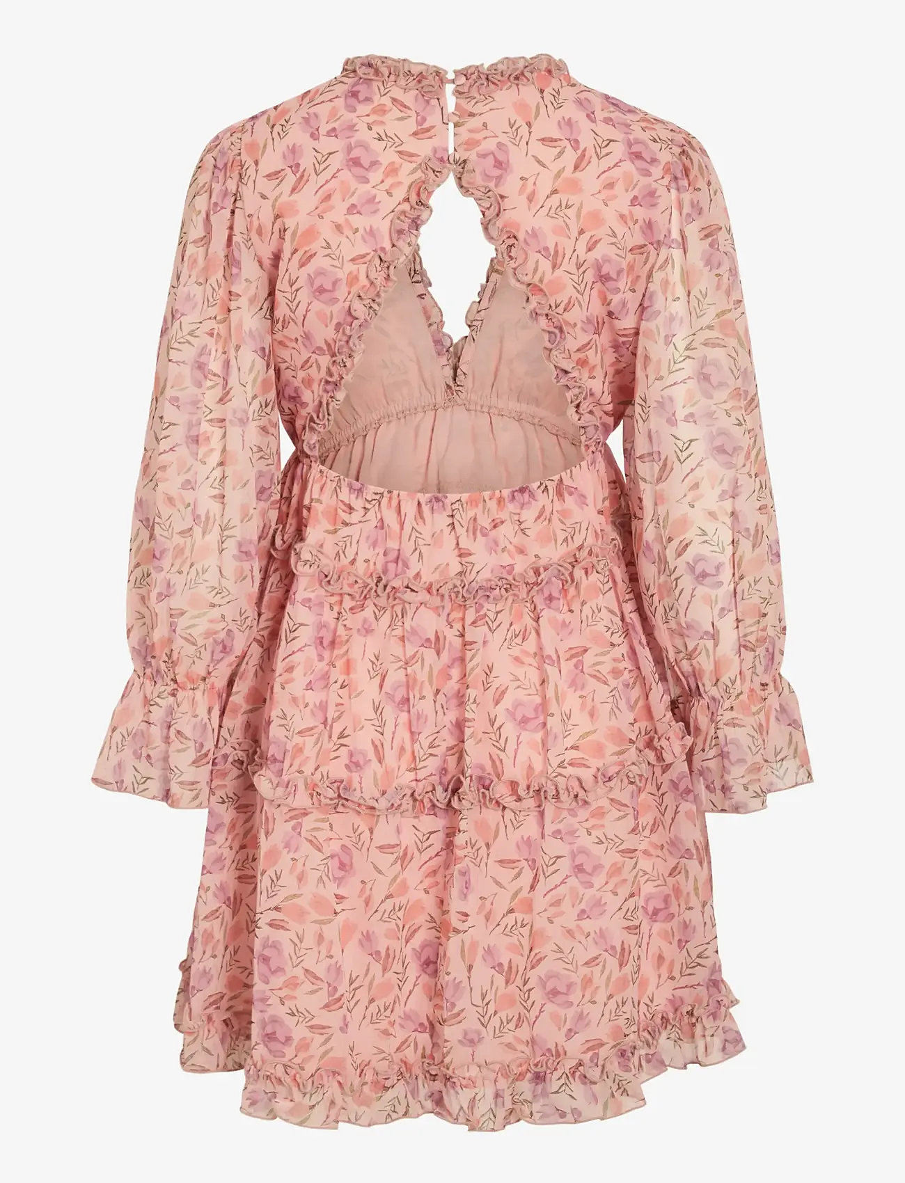 Vila - VIJASMINE L/S V-NECK SHORT DRESS/DC/KA - summer dresses - sea pink - 1