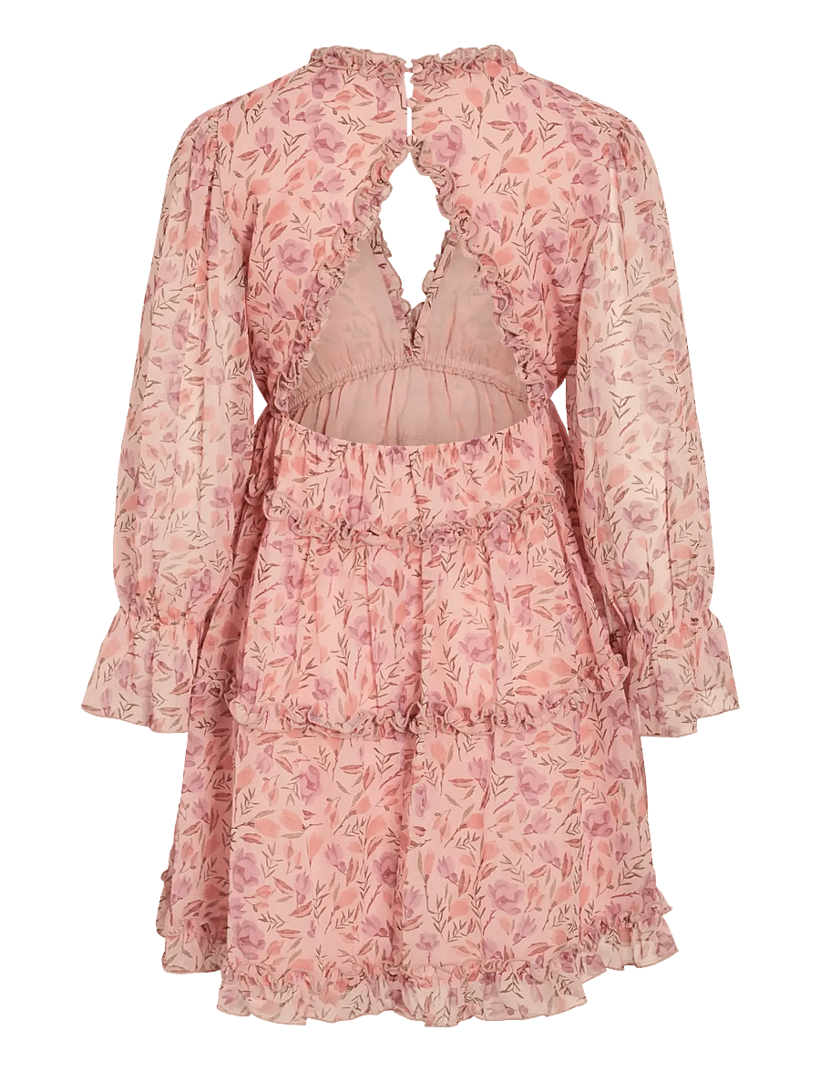 Vila - VIJASMINE L/S V-NECK SHORT DRESS/DC/KA - sommerkleider - sea pink - 2