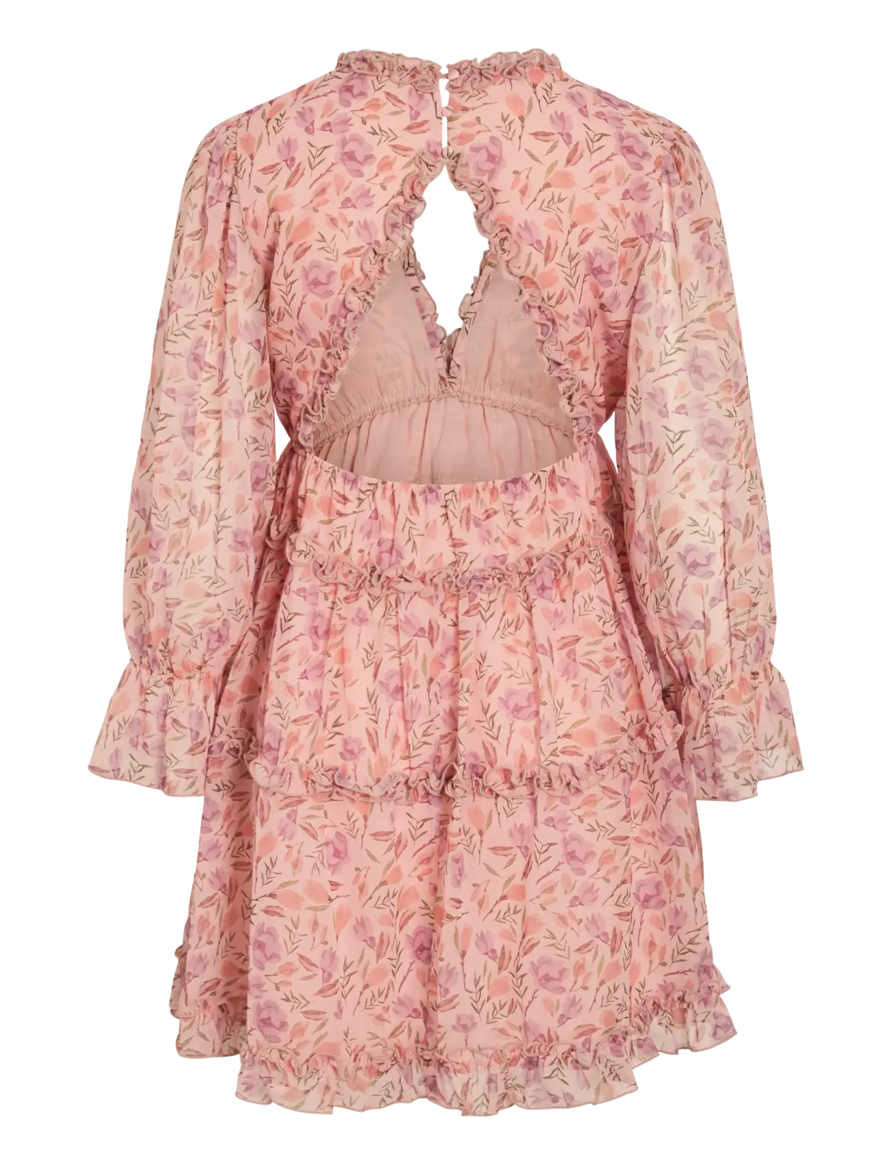 Vila - VIJASMINE L/S V-NECK SHORT DRESS/DC/KA - summer dresses - sea pink - 2