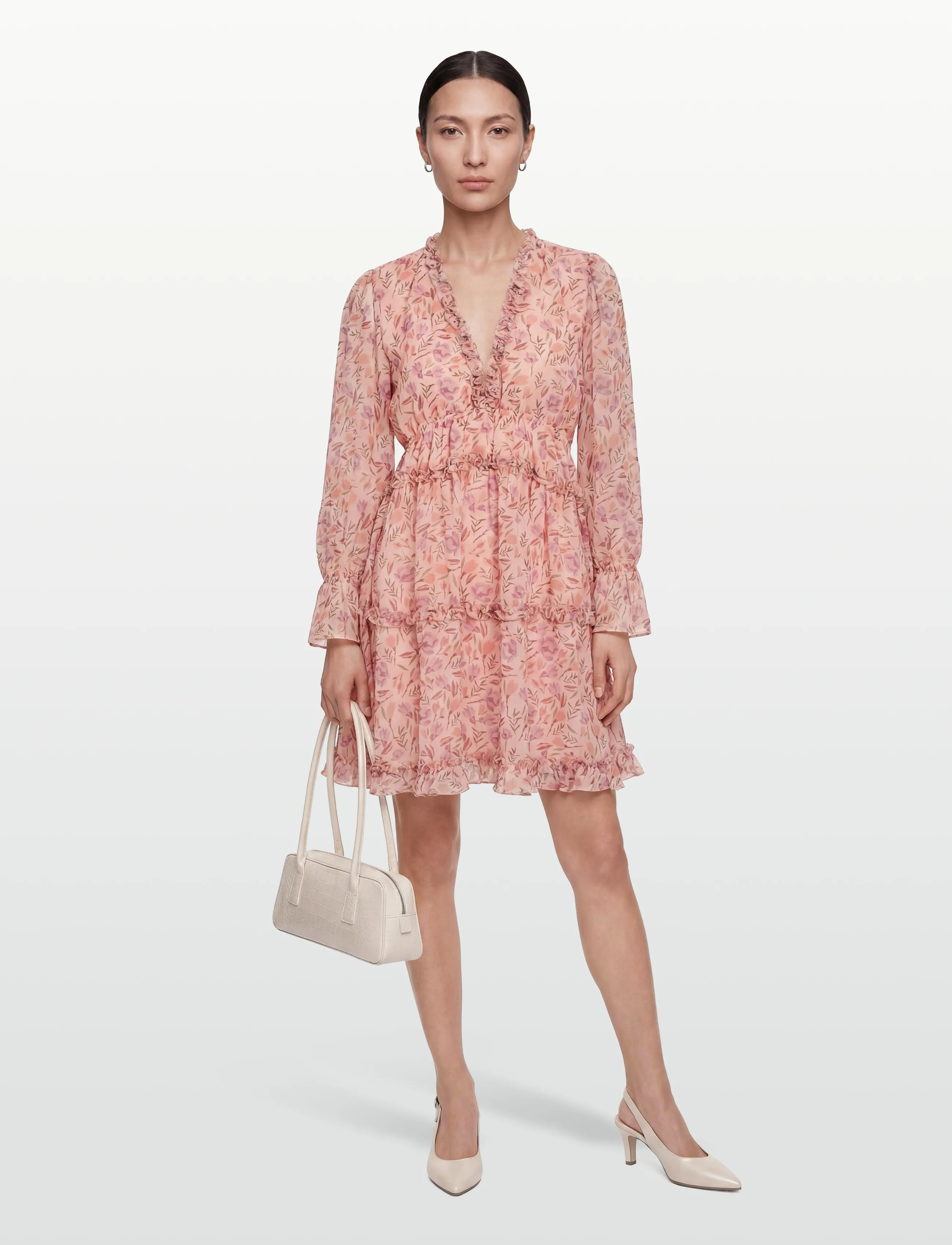 Vila VIJASMINE L/S V-NECK SHORT DRESS/DC/KA - Tøj - SEA PINK / pink/rose