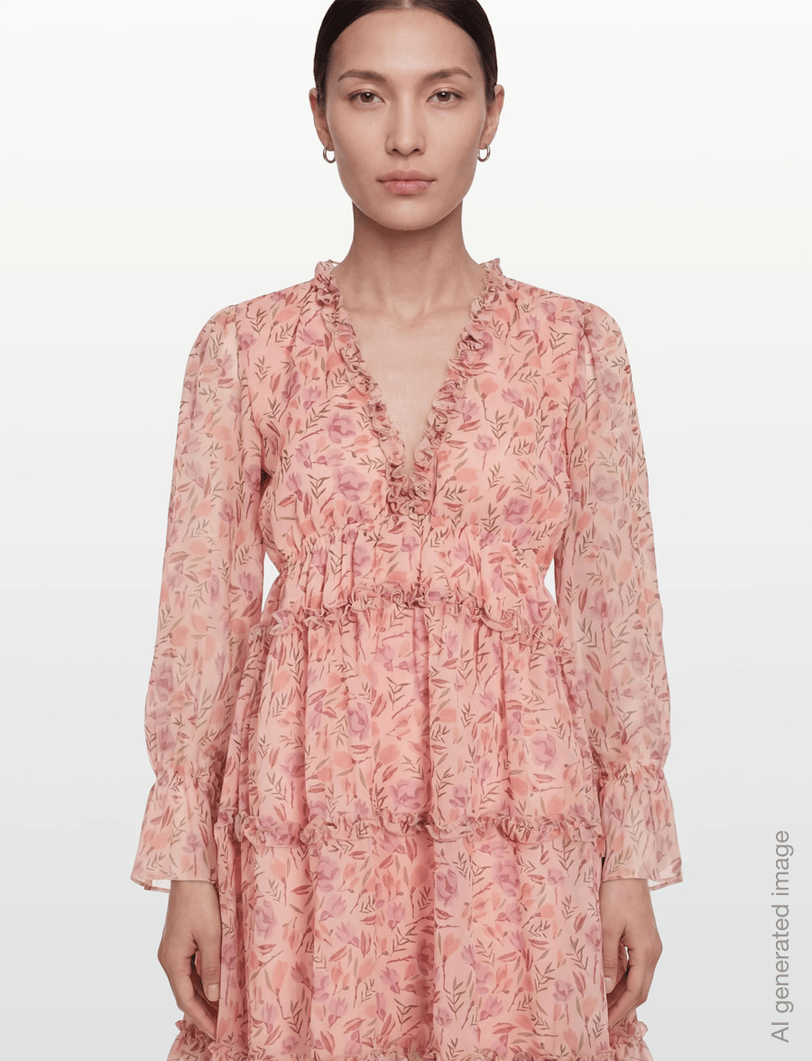 Vila - VIJASMINE L/S V-NECK SHORT DRESS/DC/KA - sommerkleider - sea pink - 3