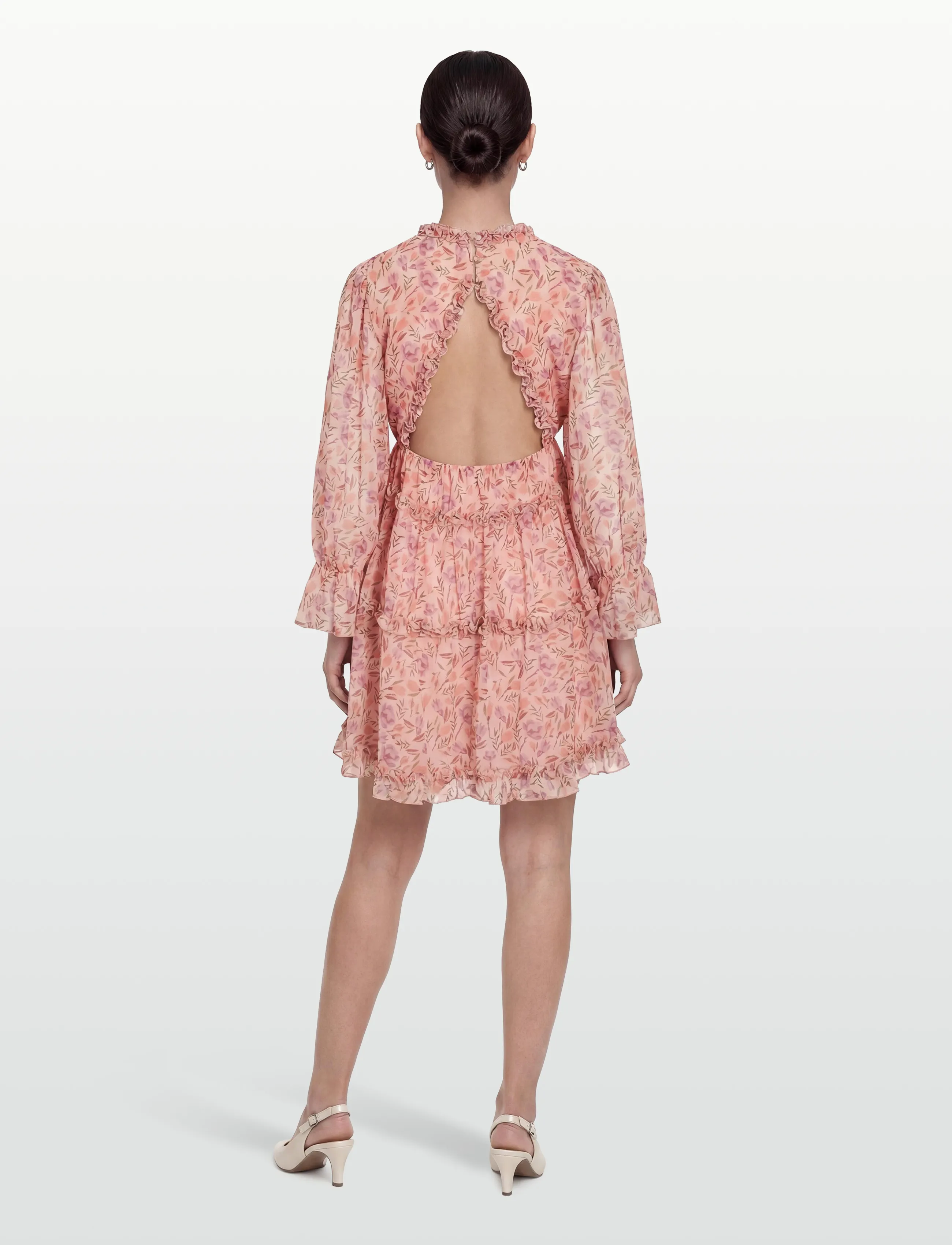 Vila - VIJASMINE L/S V-NECK SHORT DRESS/DC/KA - summer dresses - sea pink - 4