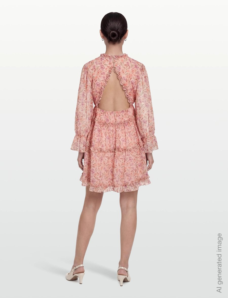 Vila - VIJASMINE L/S V-NECK SHORT DRESS/DC/KA - sommerkleider - sea pink - 4