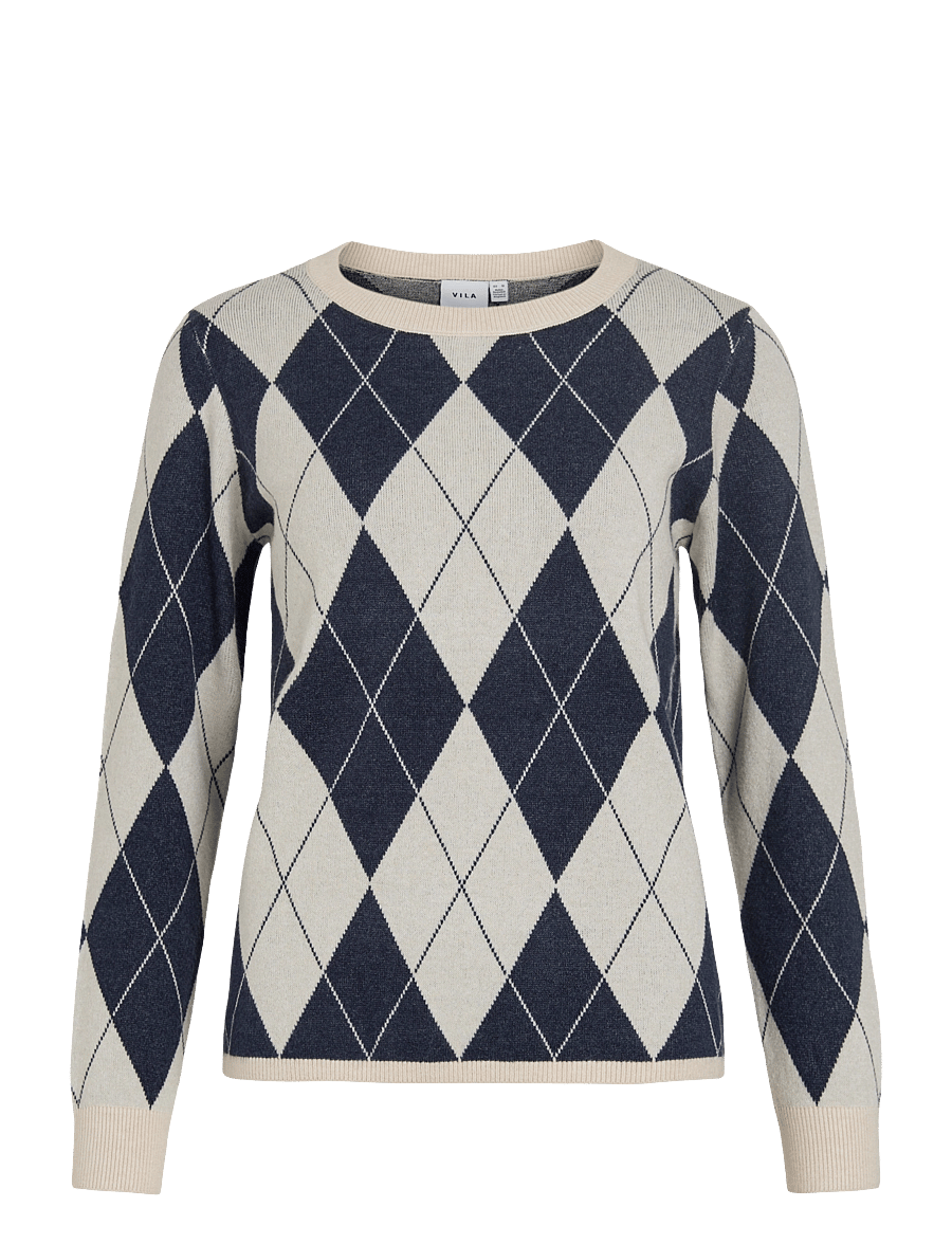 Vila - VITIF O-NECK L/S KNIT PULLOVER - kampsunid - super light natural melan - 1