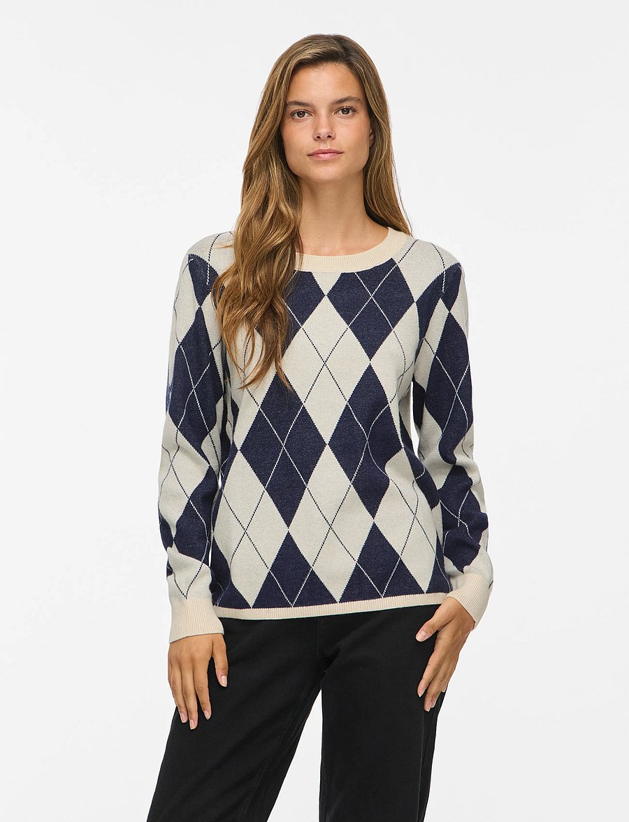 Vila - VITIF O-NECK L/S KNIT PULLOVER - kampsunid - super light natural melan - 0