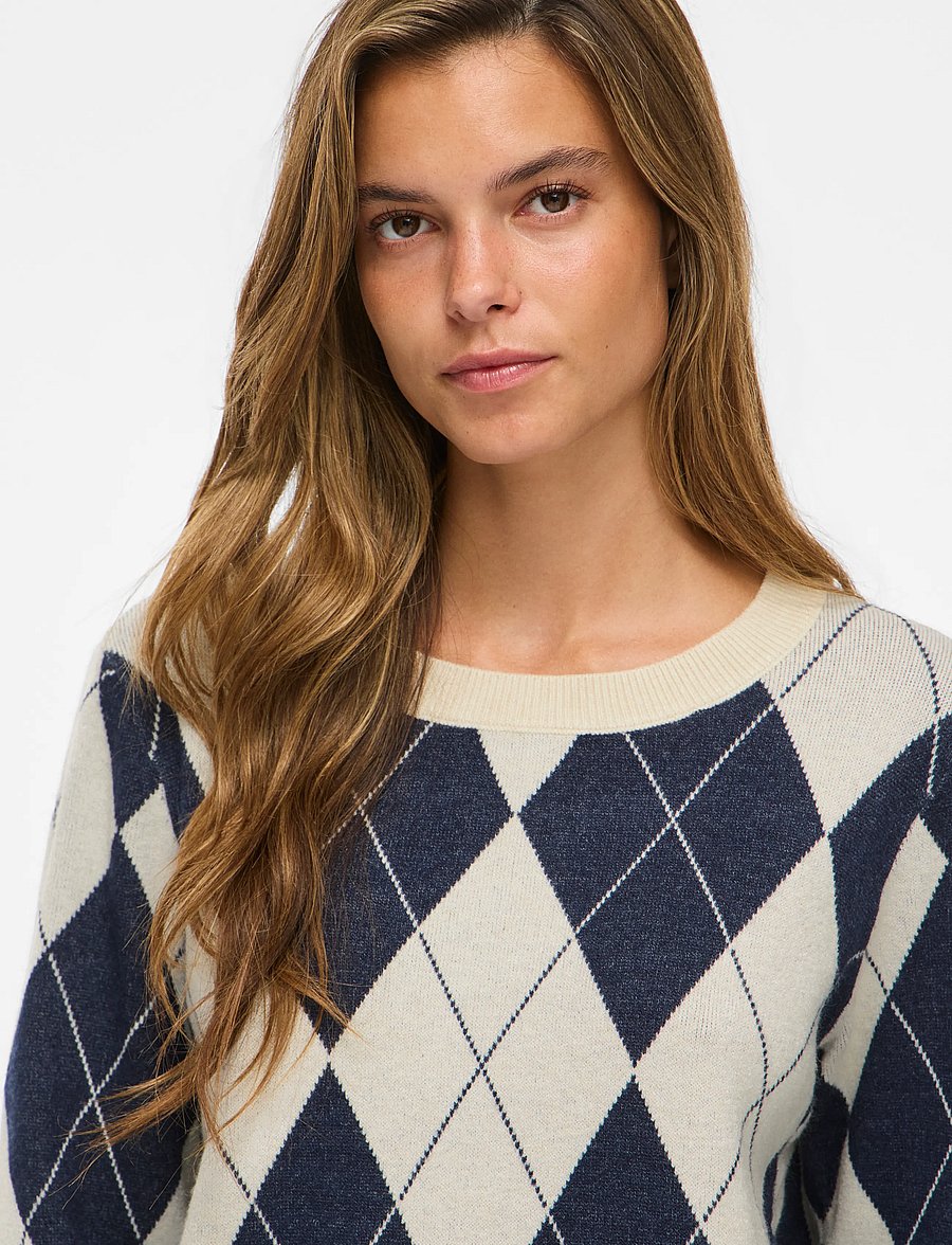 Vila - VITIF O-NECK L/S KNIT PULLOVER - kampsunid - super light natural melan - 5