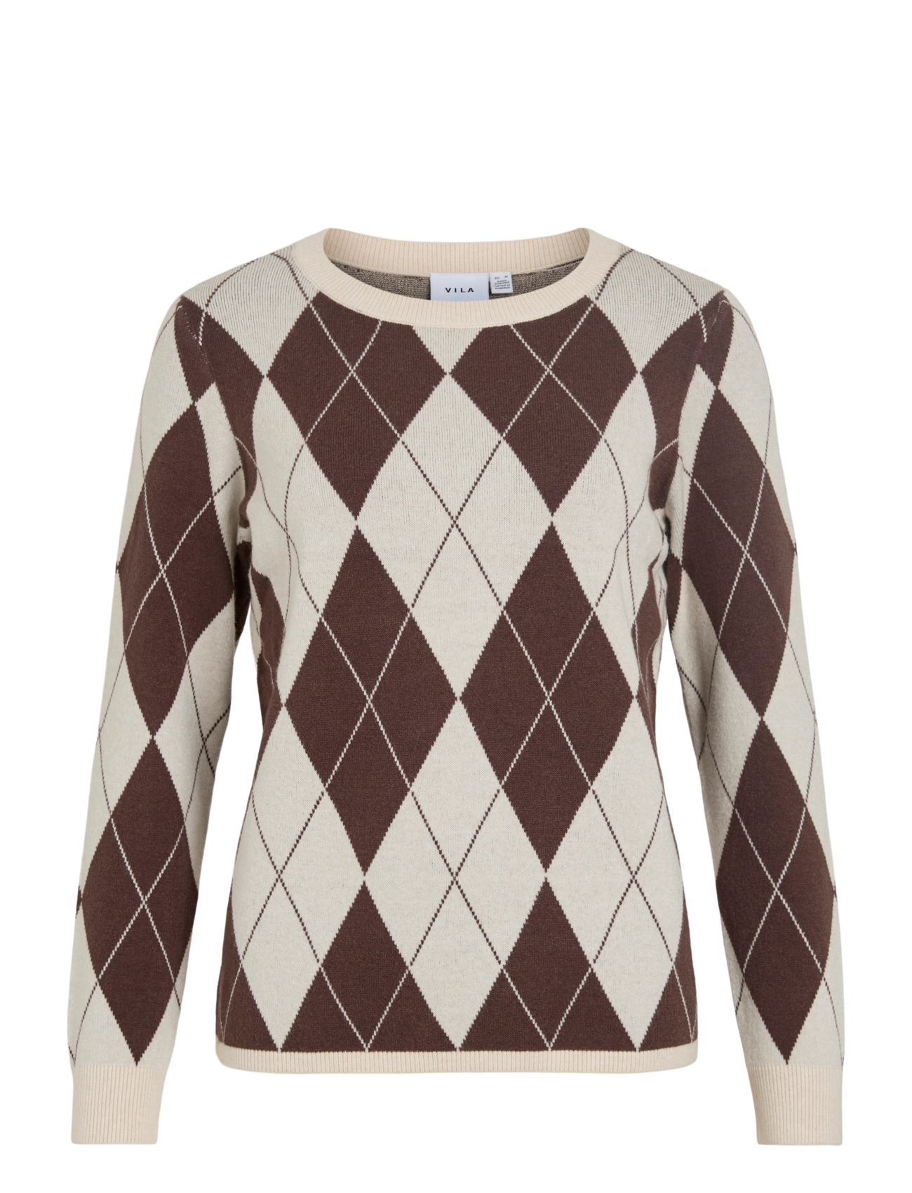 Vila VITIF O-NECK L/S KNIT PULLOVER - Strik - SUPER LIGHT NATURAL MELAN / cream
