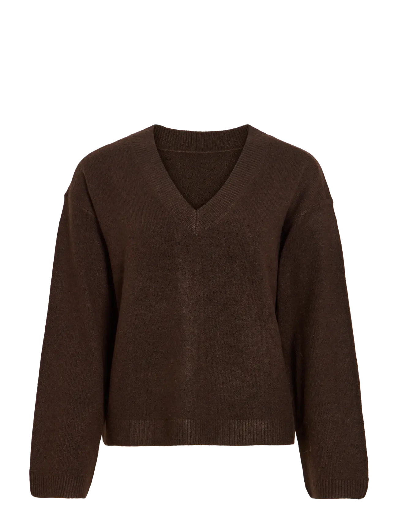 Vila VILIGA L/S REV V-NECK KNIT TOP - NOOS - Transitional Layering - COFFEE BEAN / brown