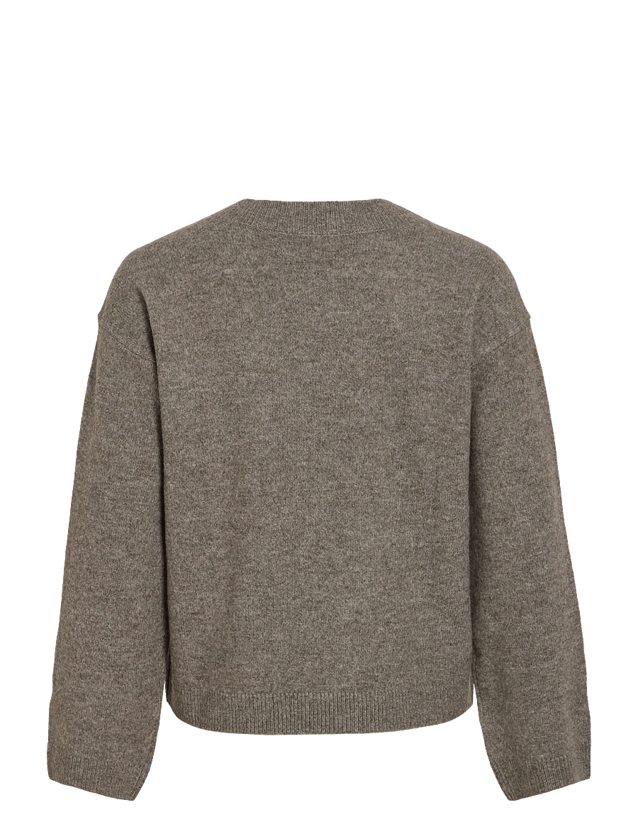 Vila - VILIGA L/S REV V-NECK KNIT TOP - NOOS - striktrøjer - falcon - 2