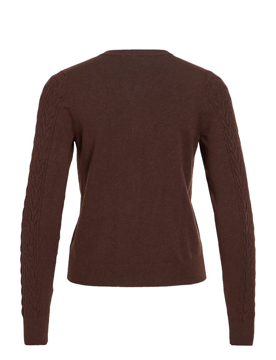 Vila - VIKERRY CABLE L/S KNIT CARDIGAN-NOOS - cardigans - coffee bean - 1