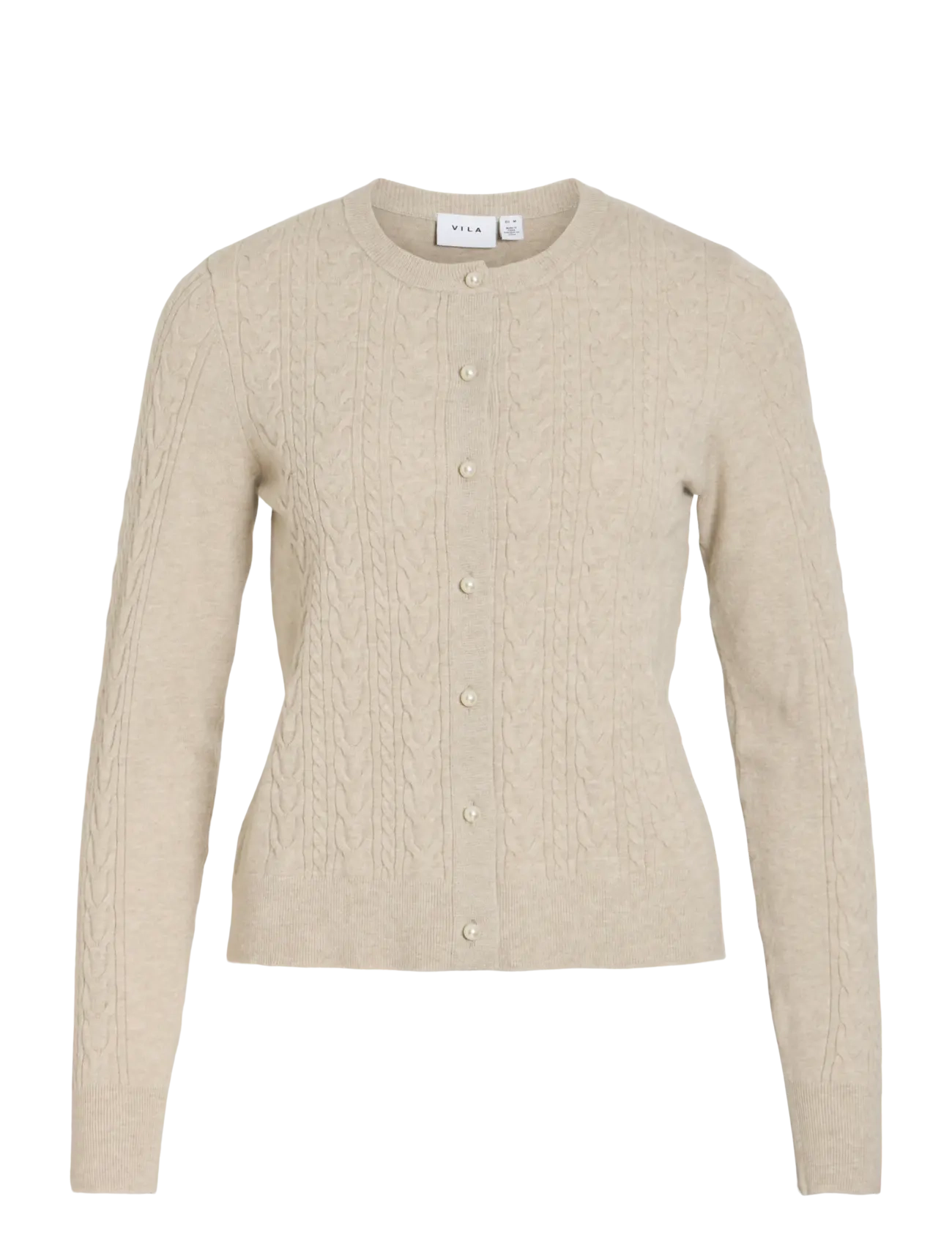 Vila VIKERRY CABLE L/S KNIT CARDIGAN-NOOS - Gebreide truien & vesten - NATURAL MELANGE / beige
