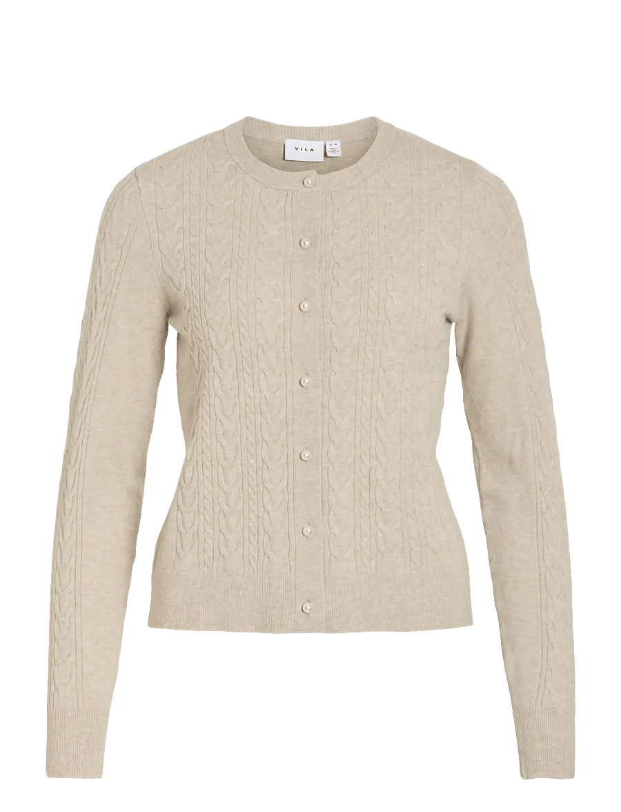 Vila - VIKERRY CABLE L/S KNIT CARDIGAN-NOOS - strickjacken - natural melange - 1