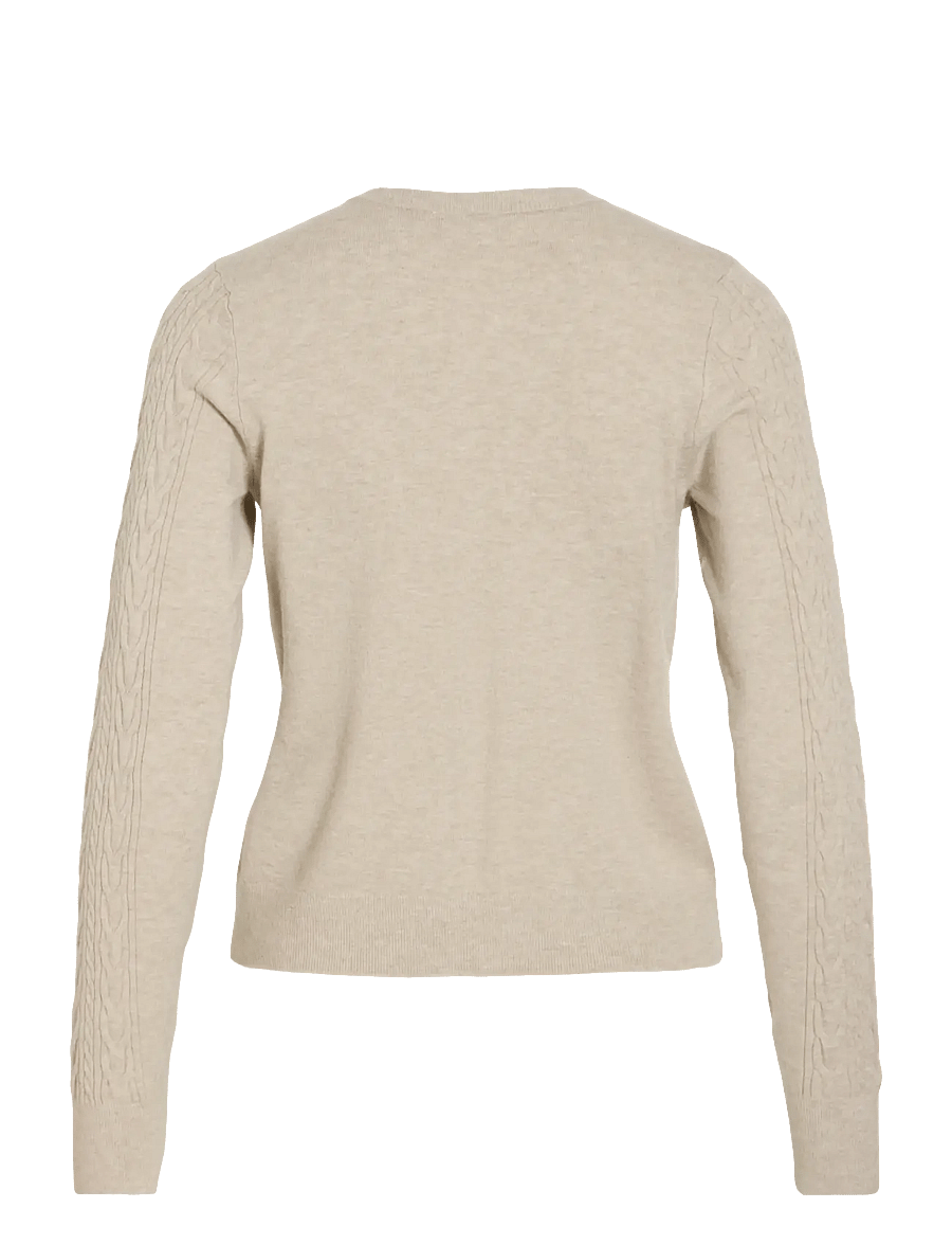 Vila - VIKERRY CABLE L/S KNIT CARDIGAN-NOOS - strickjacken - natural melange - 2
