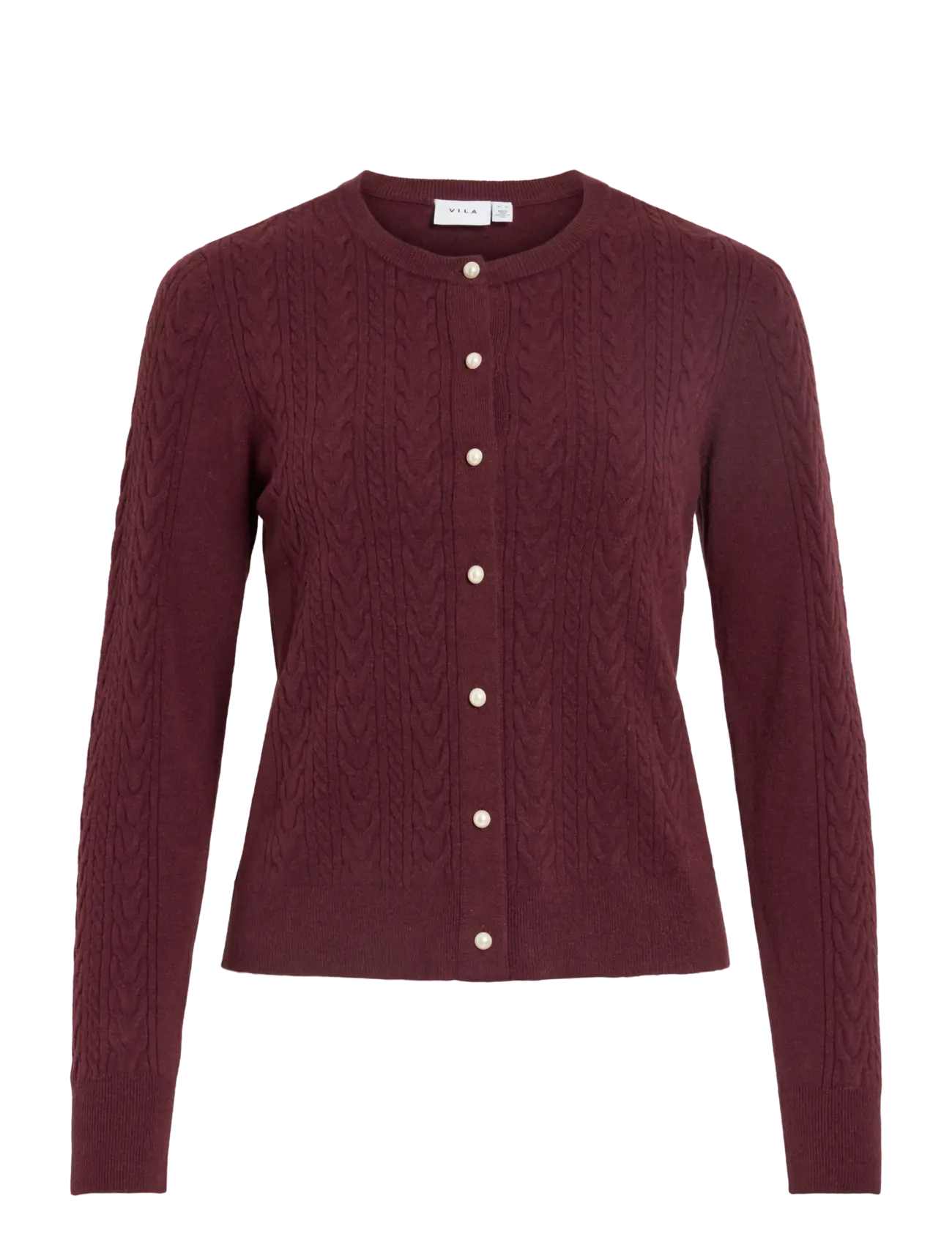 Vila VIKERRY CABLE L/S KNIT CARDIGAN-NOOS - Cardigans - PORT ROYALE / burgundy