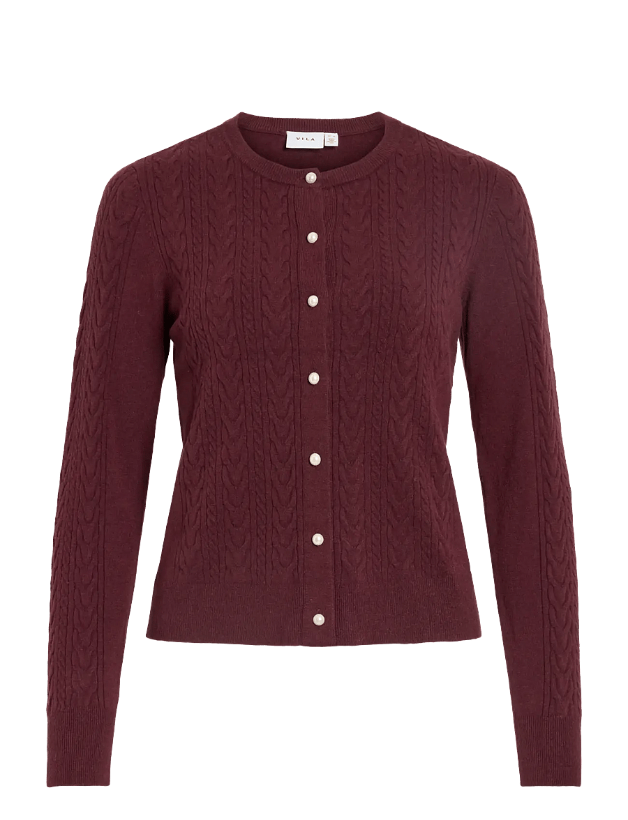 Vila - VIKERRY CABLE L/S KNIT CARDIGAN-NOOS - strickjacken - port royale - 1