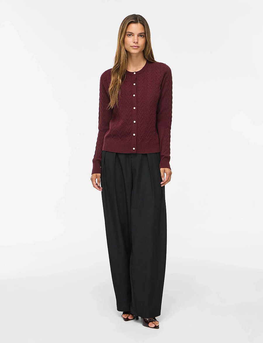 Vila - VIKERRY CABLE L/S KNIT CARDIGAN-NOOS - strickjacken - port royale - 4