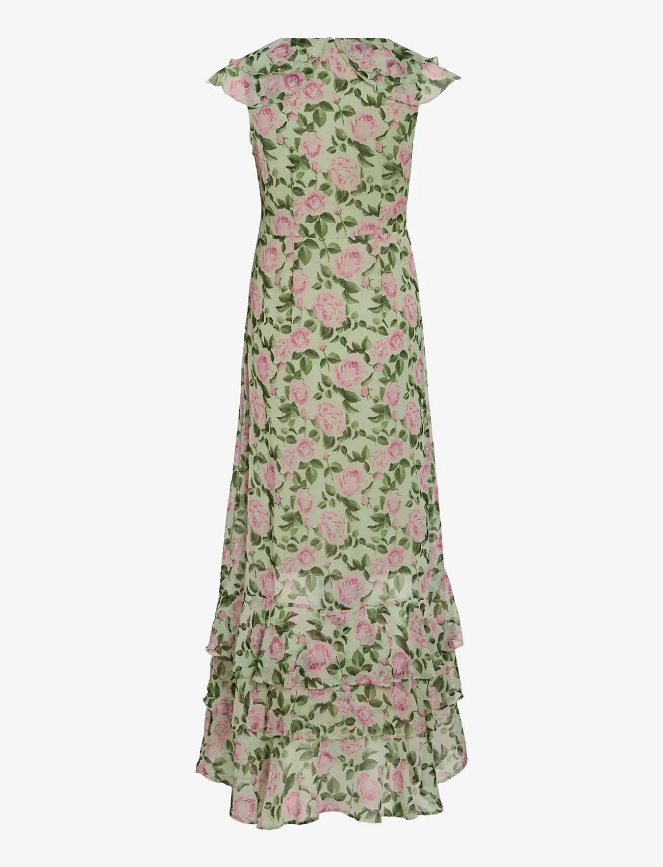 Vila - VIMARIGOLD C/S V-NECK MAXI DRESS/DC/KA - maxi kjoler - smoke green - 1