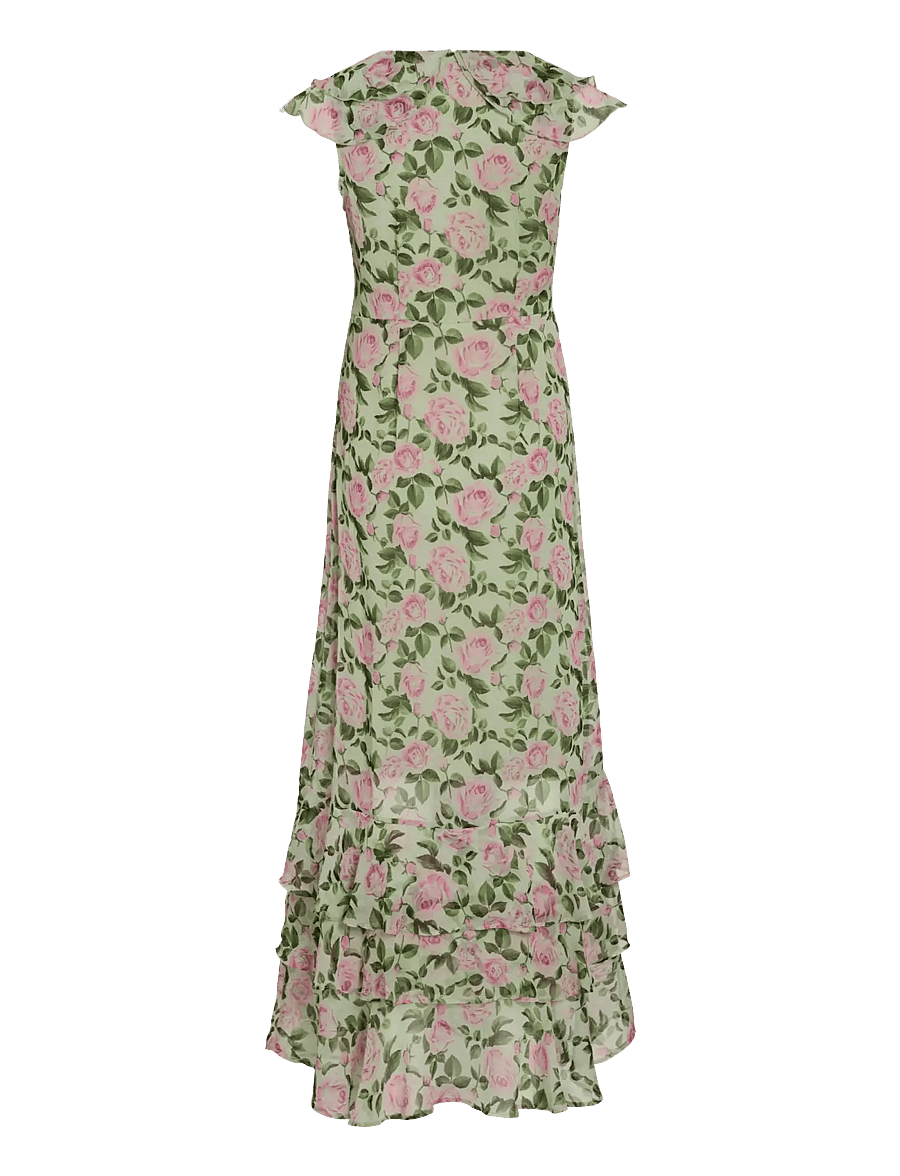 Vila - VIMARIGOLD C/S V-NECK MAXI DRESS/DC/KA - maxikleider - smoke green - 2