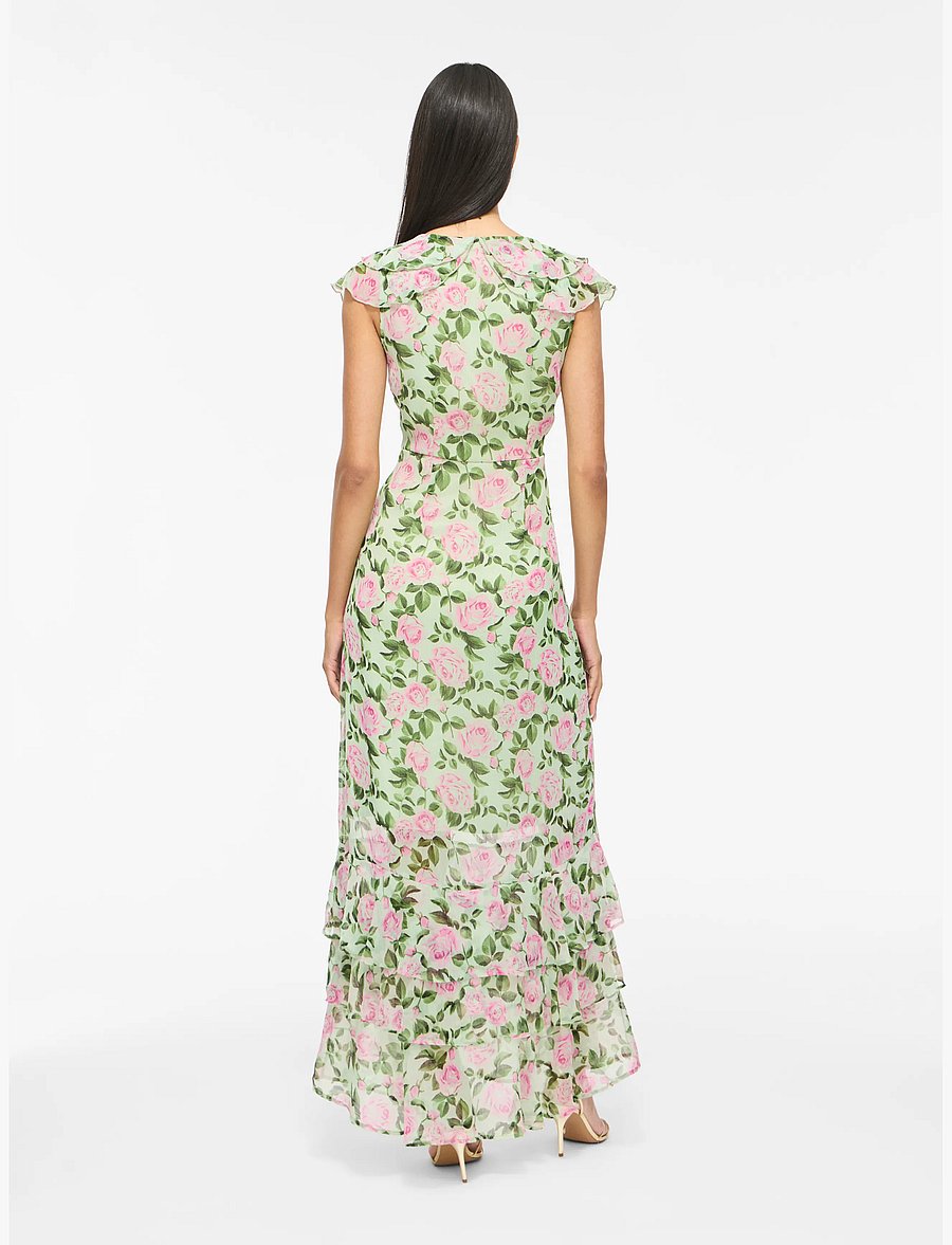 Vila - VIMARIGOLD C/S V-NECK MAXI DRESS/DC/KA - maxikleider - smoke green - 3