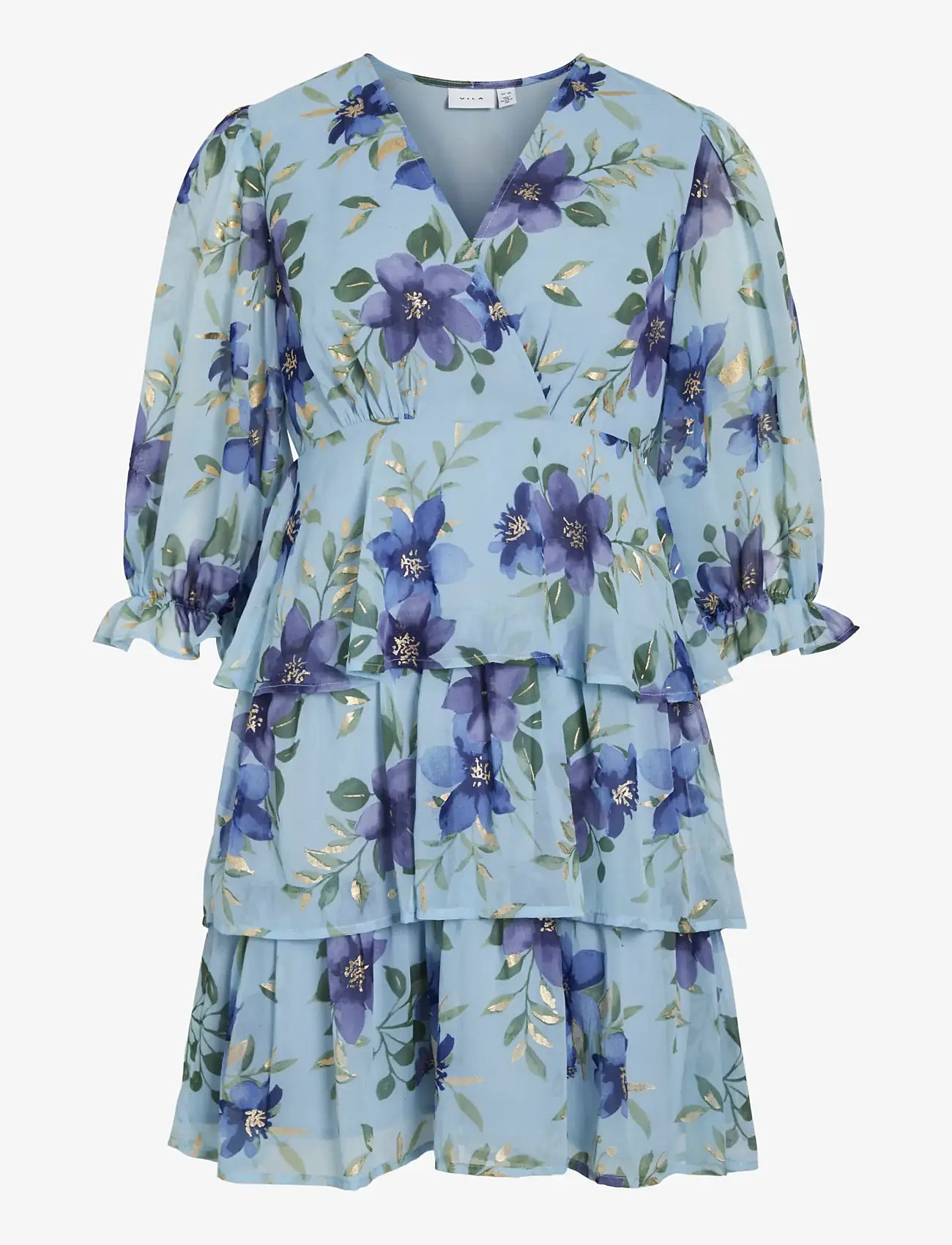 Vila - VIMAGNOLIA 3/4 -NECK SHORT DRESS/DC/KA - sommerkjoler - nantucket breeze - 1