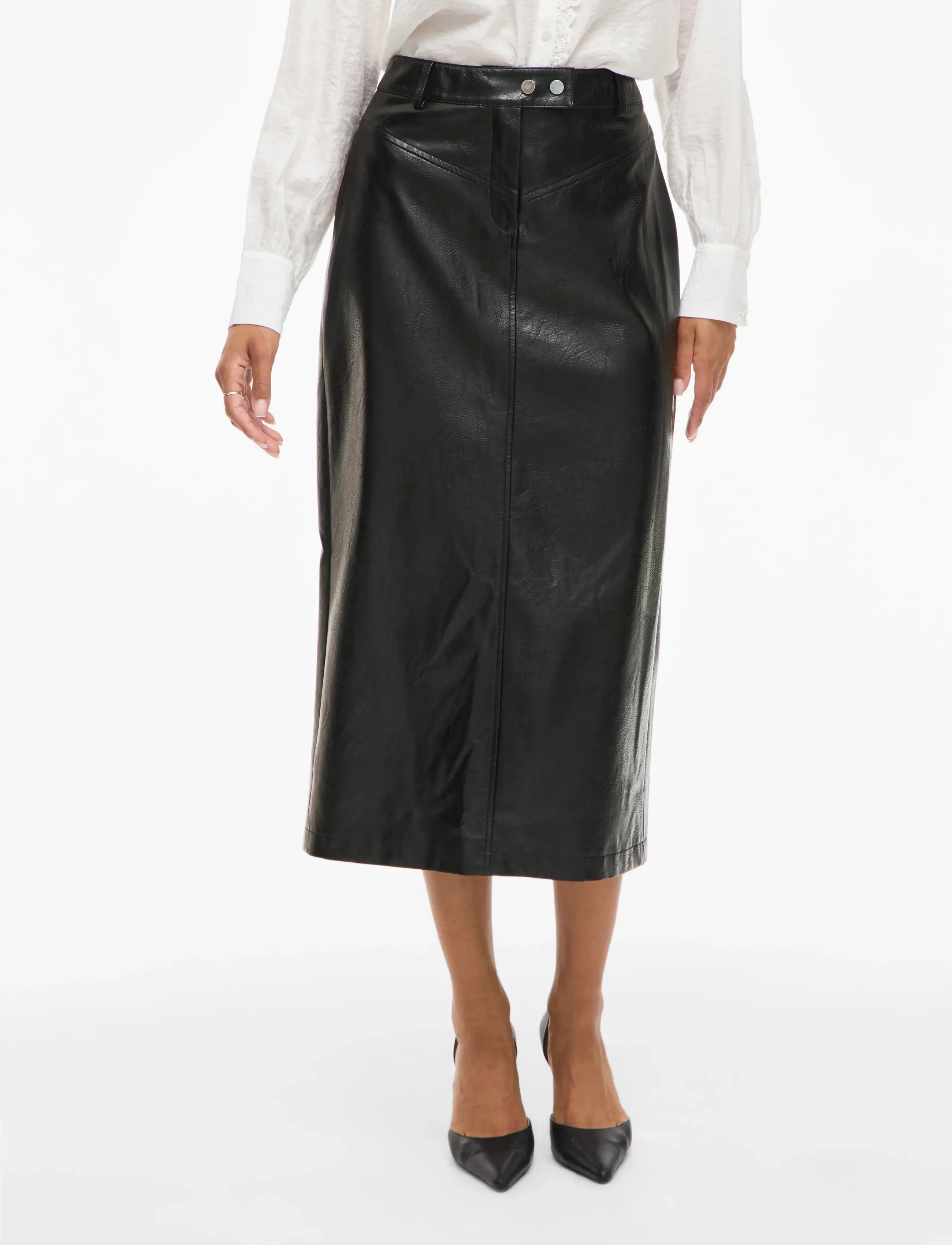 Vila Vimillian Hw Midi Skirt, 38, Röcke, Schwarz - Knee-length & Frauen