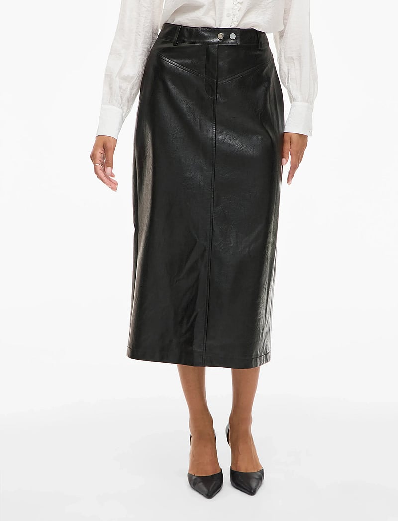 Vila - VIMILLIAN HW MIDI SKIRT - midi-röcke - black - 0